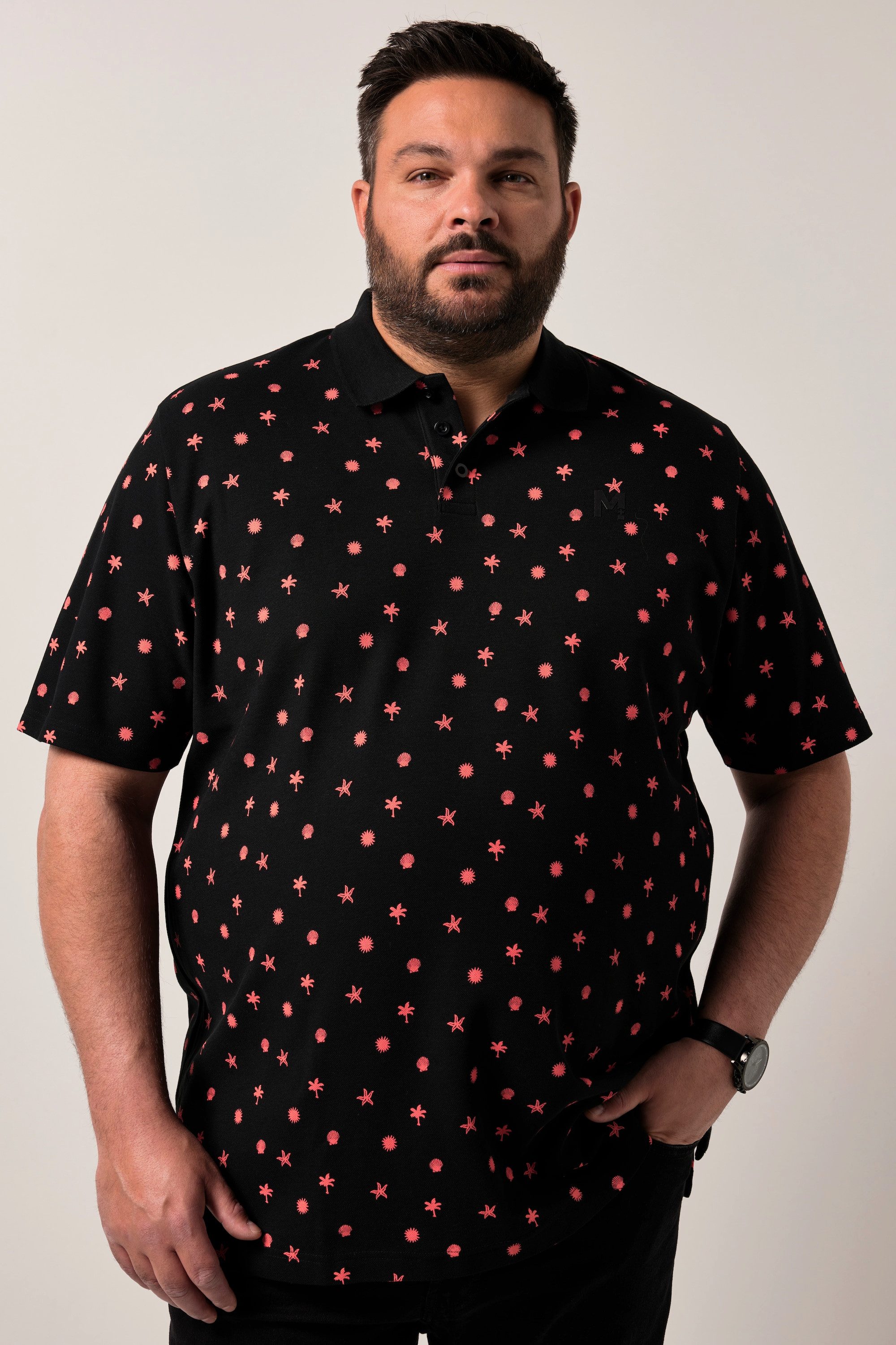 Poloshirt Poloshirt Piqué Alloverprint Halbarm