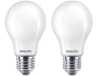 Philips LED-Leuchtmittel 2er Philips LED E27 A60 7W = 60W Birnenform 806lm Warmweiß 2700K, E27, Warmweiß