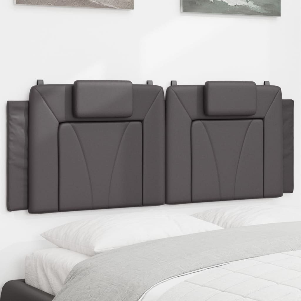 vidaXL Bett, Kopfteil-Kissen Grau 140 cm Kunstleder günstig online kaufen