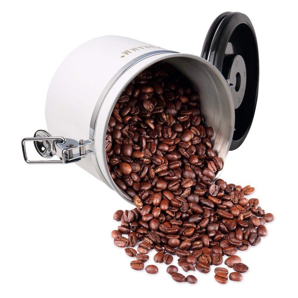 matt 10 mit 12cm Kaffeedosen Kaffeedose in aus Kaffeebehälter Schramm® Kaffeedose Edelstahl weiß ml 1200 Farben Dosierlöffel Höhe: Schramm