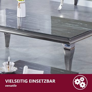 HOOZ Tischplatte aus Glas 80 x 80 x 0,6 cm oder als Funkenschutzplatte für den Kamin (Marmorschwarz, 1 St., ESG-Sicherheitsglas), mit hochwertigem Facettenschliff