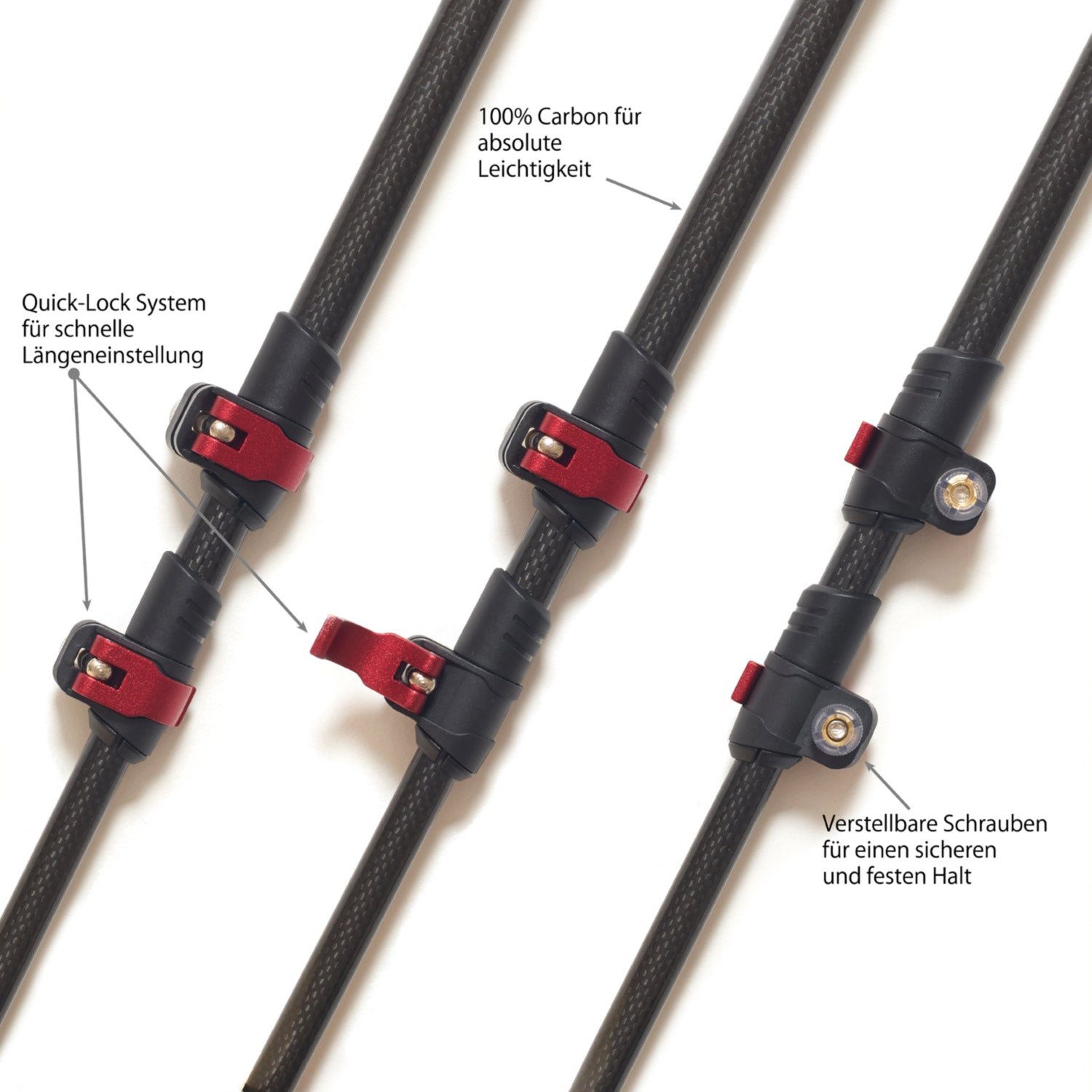Steinwood Nordic-Walking-Stöcke 100% Carbon verstellbar mit Teleskop und Klemmverschluss mit extra Gu…