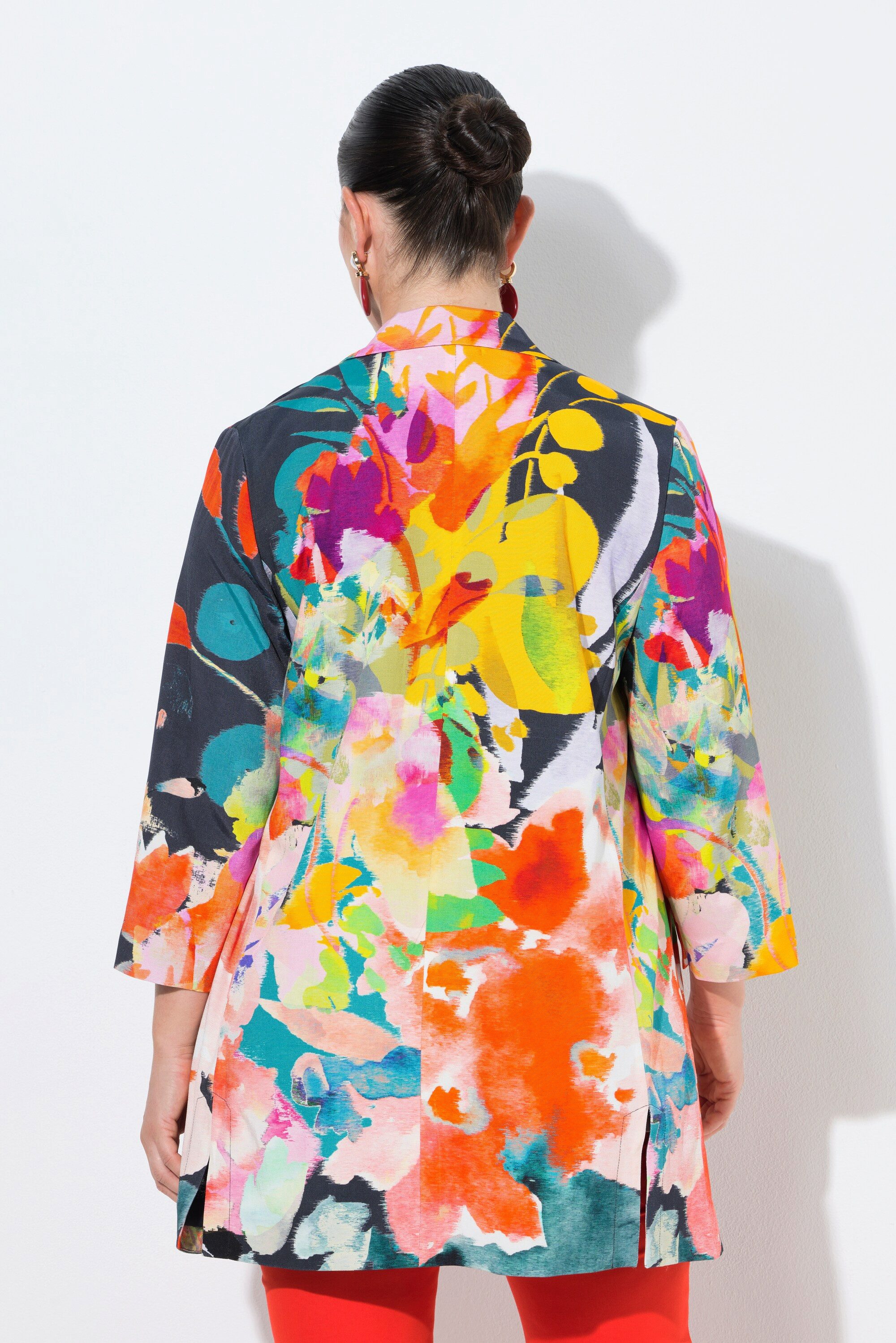 Ulla Popken Blusenblazer Blazer florales Design A-Linie Reverskragen