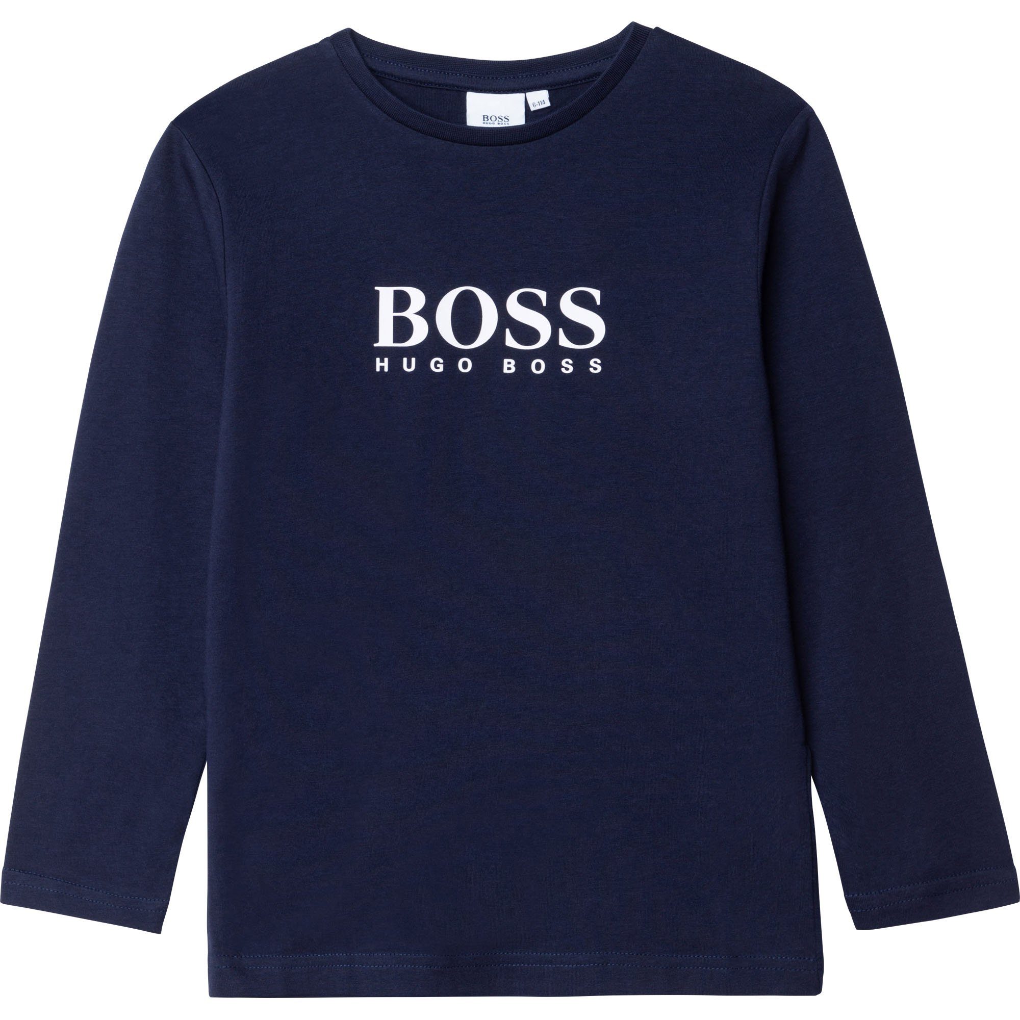 Langarmshirt Logo HUGO BOSS T-Shirt mit Longsleeve BOSS Longsleeve Kids navy