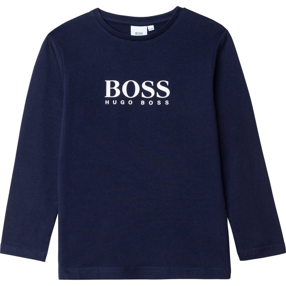 BOSS Longsleeve HUGO BOSS Kids Longsleeve T-Shirt Langarmshirt navy mit Logo