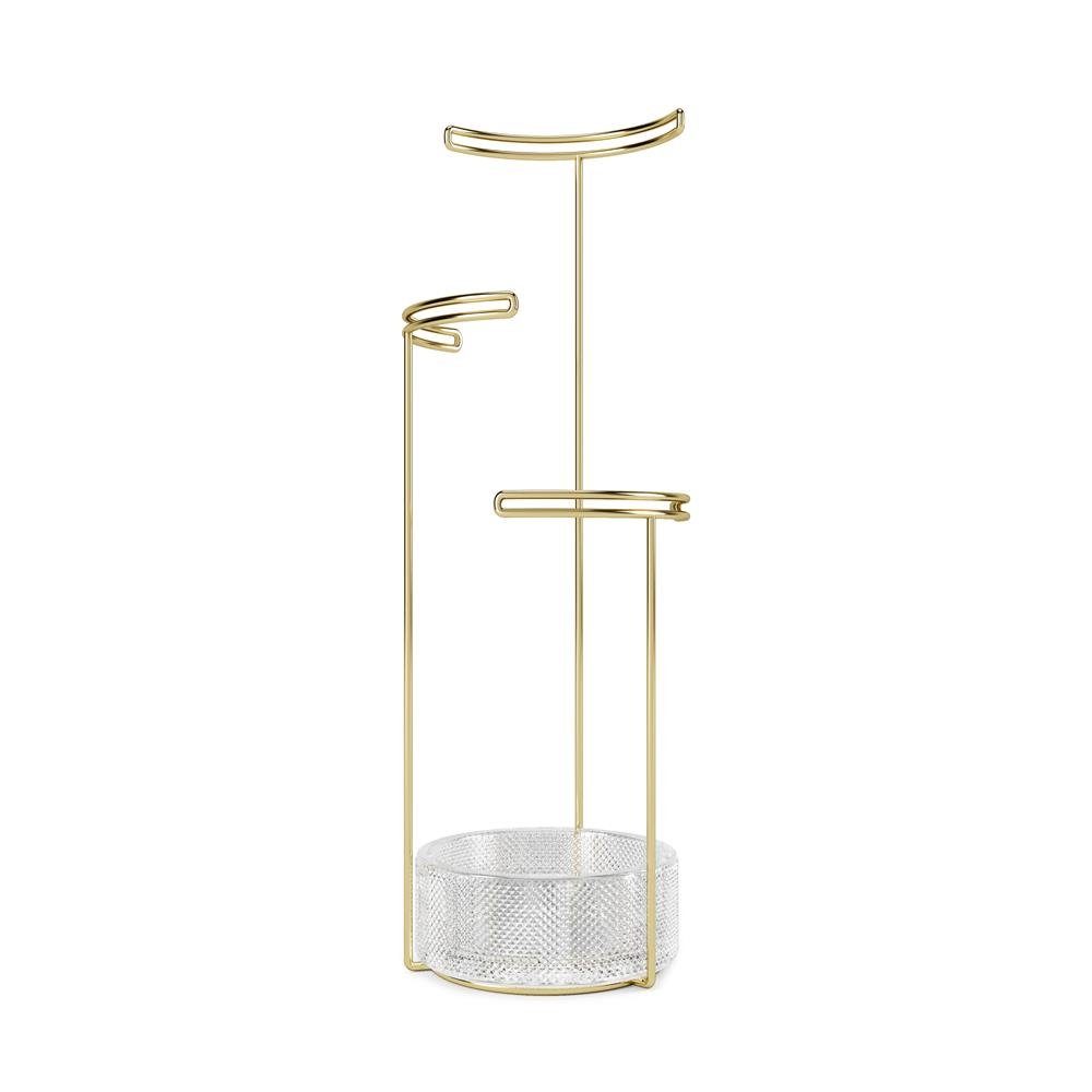 Umbra Schmuck Etagere Tesora, mit Schmuckablage, Messing, für Ringe Ohrringe Armbänder Uhren, Metall