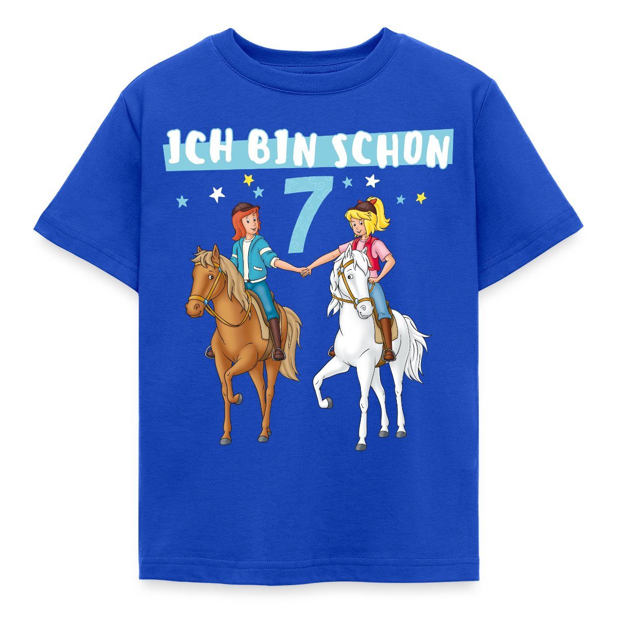 Spreadshirt T-Shirt Bibi & Tina Geburtstag Ich Bin Schon Sieben Kinder T-Shirt (1-tlg) Fällt klein aus. Wir empfehlen, eine Größe größer zu bestellen.