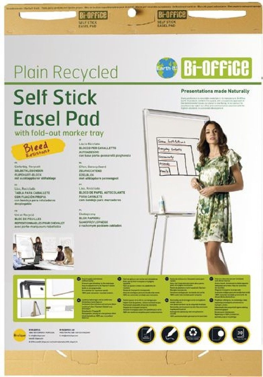 bi-office Flipchartblock Flipchartblock 65x95cm 30 Blatt selbstklebend VE=2 Stück