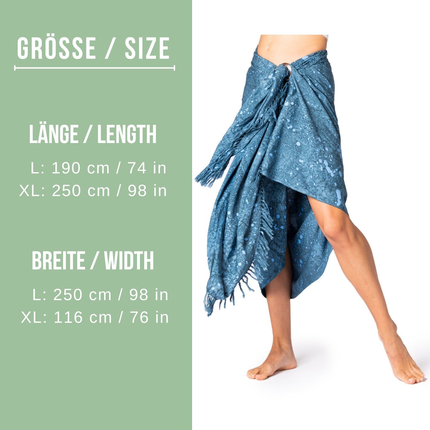 PANASIAM Sarong Pareo Starlit Wachsbatik aus hochwertiger Viskose Strandtuch, Viskose, Strandkleid Bikini Cover-up Tuch für den Strand Schultertuch Halstuch