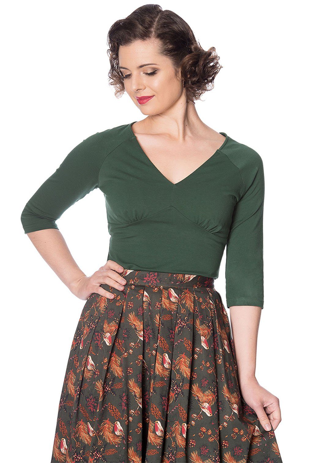 Banned Shirttop Cute Classic Grün Retro Vintage Oberteil Rockabilly