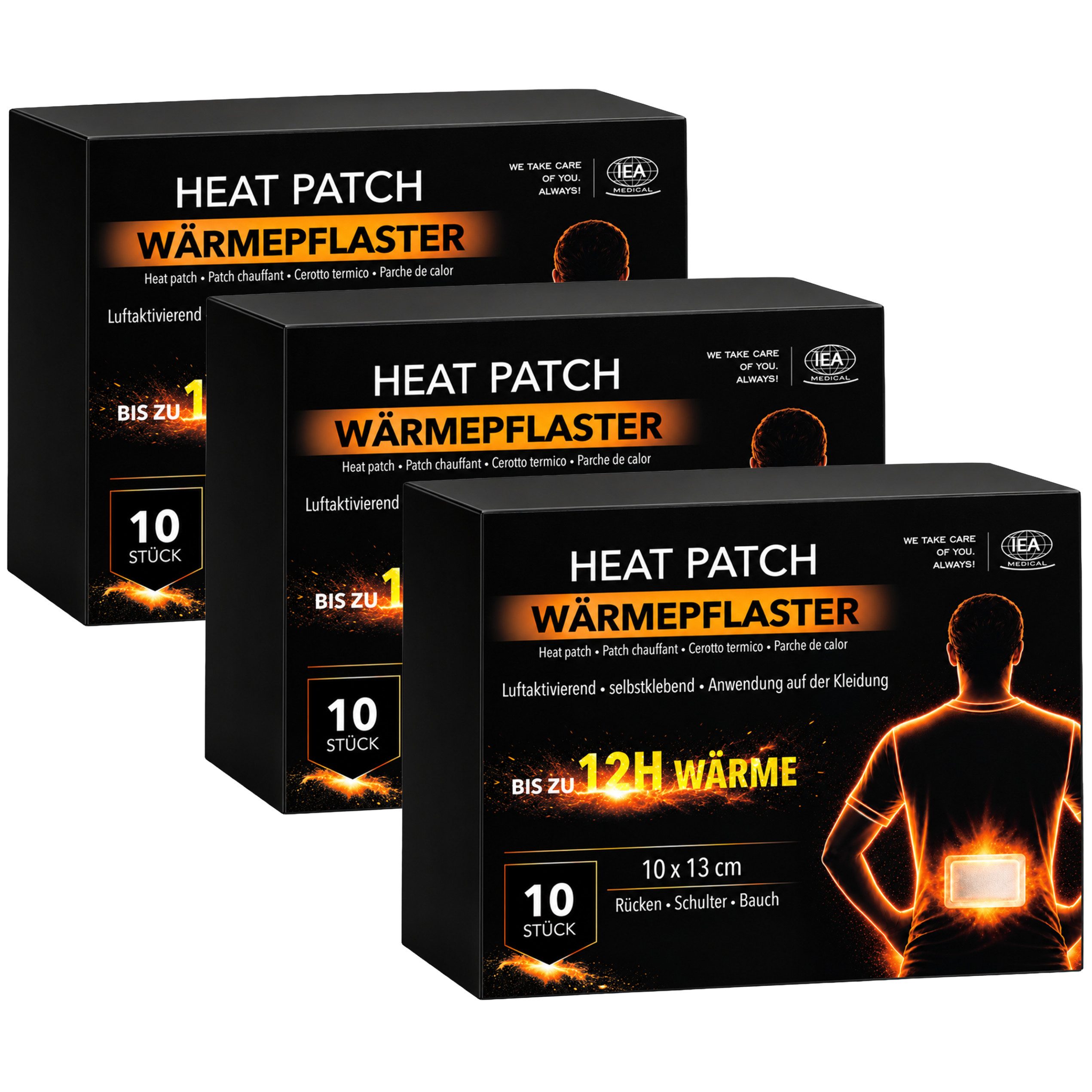 IEA Medical Wärmepflaster Wärmepflaster Tiefenwärme, Wärmepflaster Rücken, selbstklebend (Set, 30 St), Wärmepads Rücken, bei Muskel- und Gelenkschmerzen, Pain Relief Patch