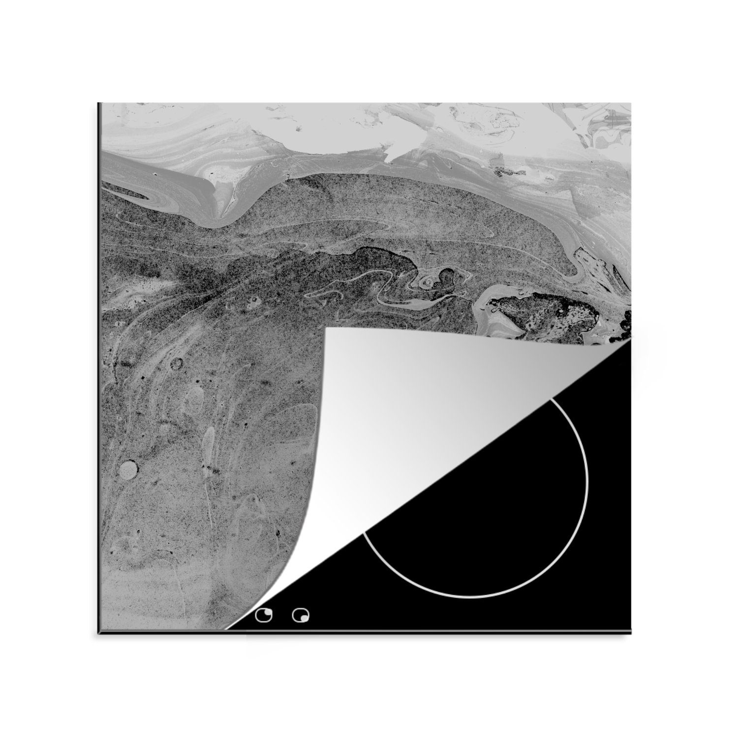 MuchoWow Herdblende-/Abdeckplatte Marmor - Luxus - Grau, Vinyl, (1 tlg), 78x78 cm, Ceranfeldabdeckung, Arbeitsplatte für küche