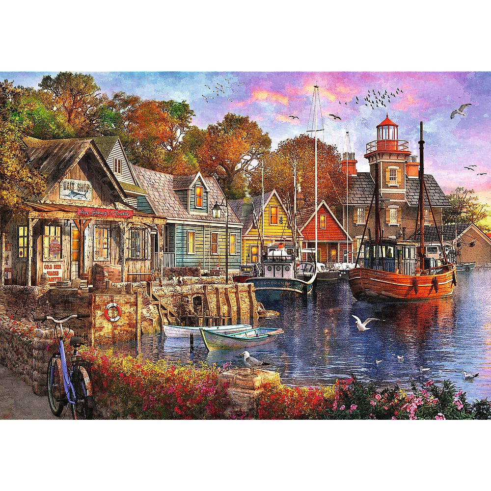 Trefl Puzzle Trefl, Tea Time Küstenhafen, 1000 Teile Premium Plus Puzzle, 1000 Puzzleteile
