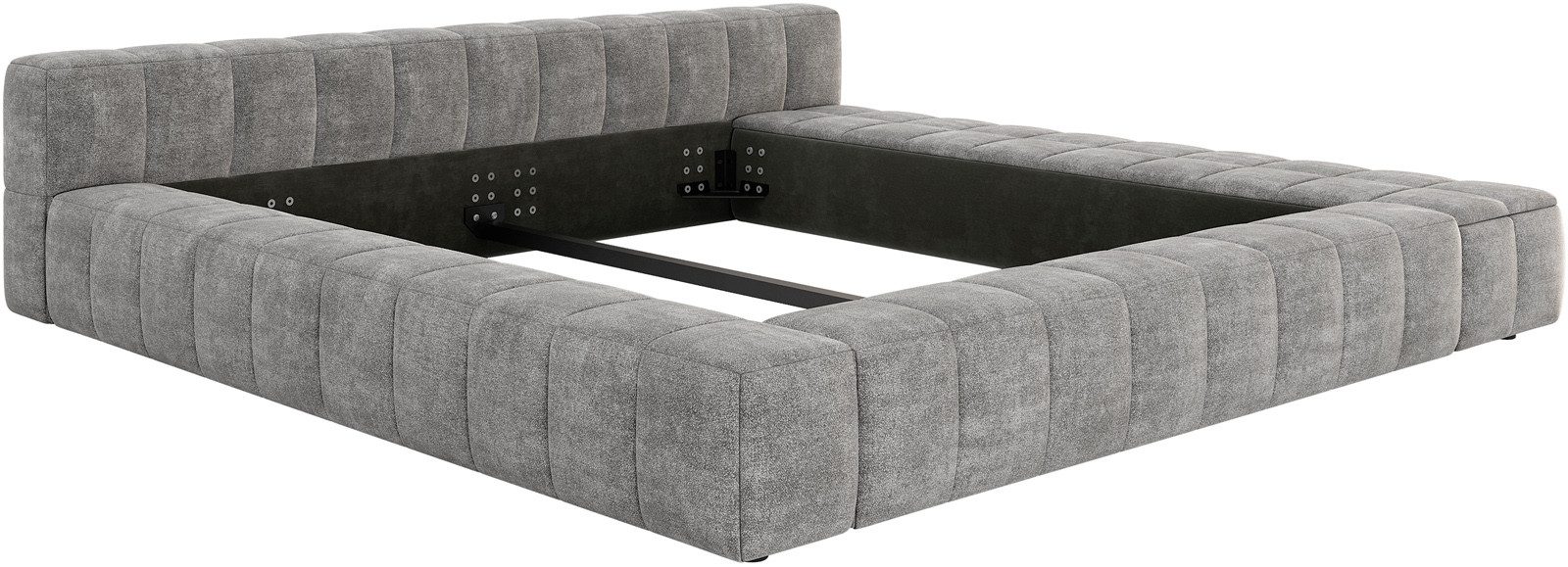 DELIFE Polsterbett Espazio, Strukturstoff Soft Grau 180x200 cm mit Stauraum