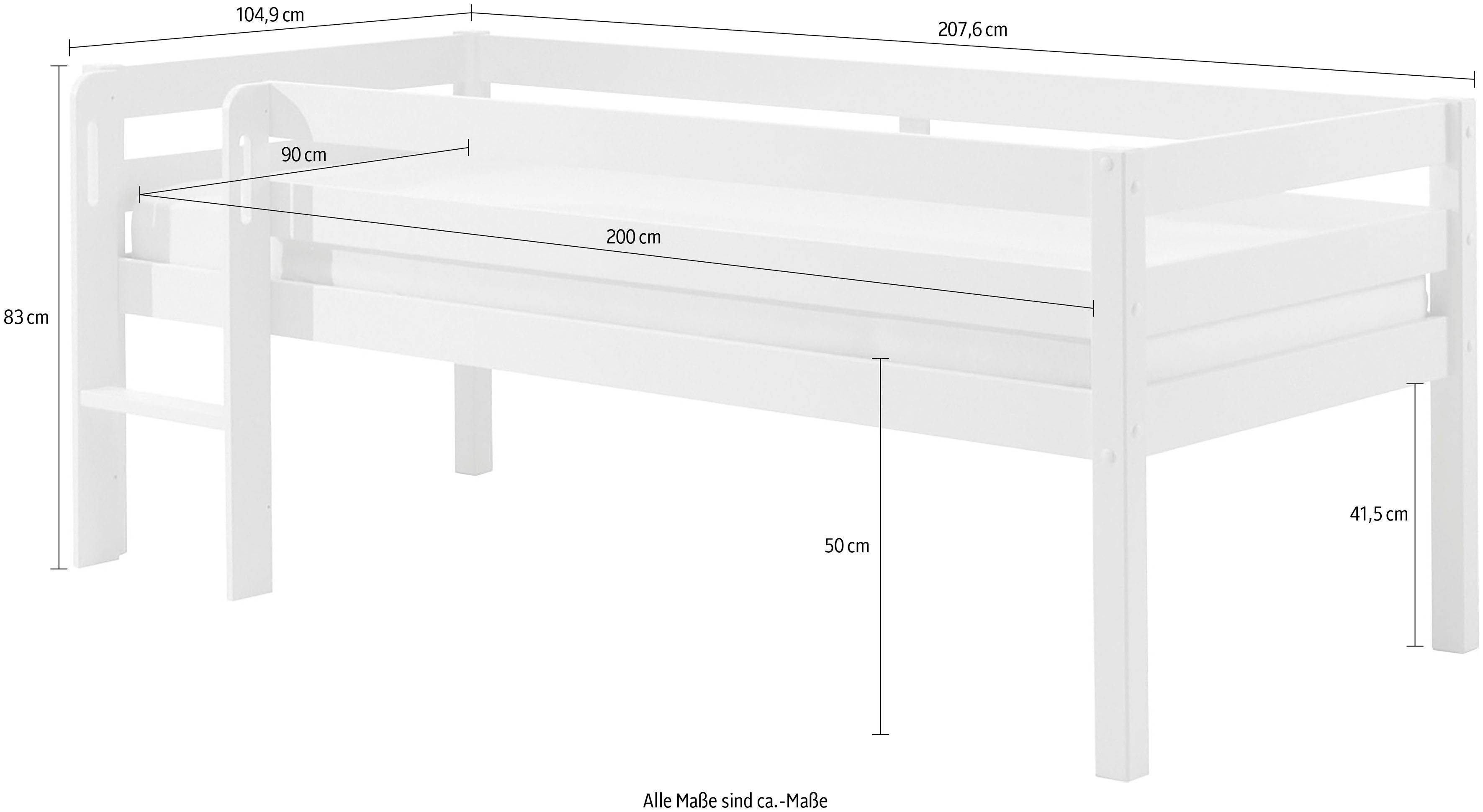 oder 200 cm, grau Vipack Pino, weiß Spielbett Spielbett lackiert Vipack 90 Ausf. Niedriges x LF mit