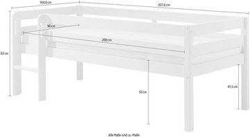 Vipack Spielbett Vipack Pino, Niedriges Spielbett mit LF 90 x 200 cm, Ausf. weiß oder grau lackiert