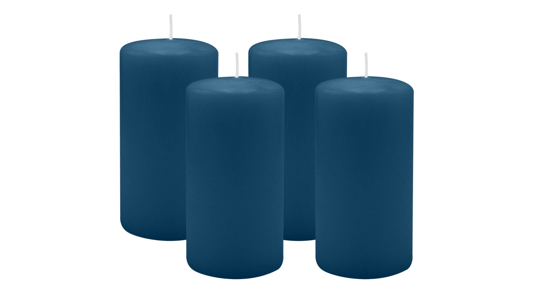 Kopschitz Kerzen Stumpenkerze 4er Set Stumpenkerzen/Adventskranzkerzen Petrol Blau Ø 60 x 100 mm