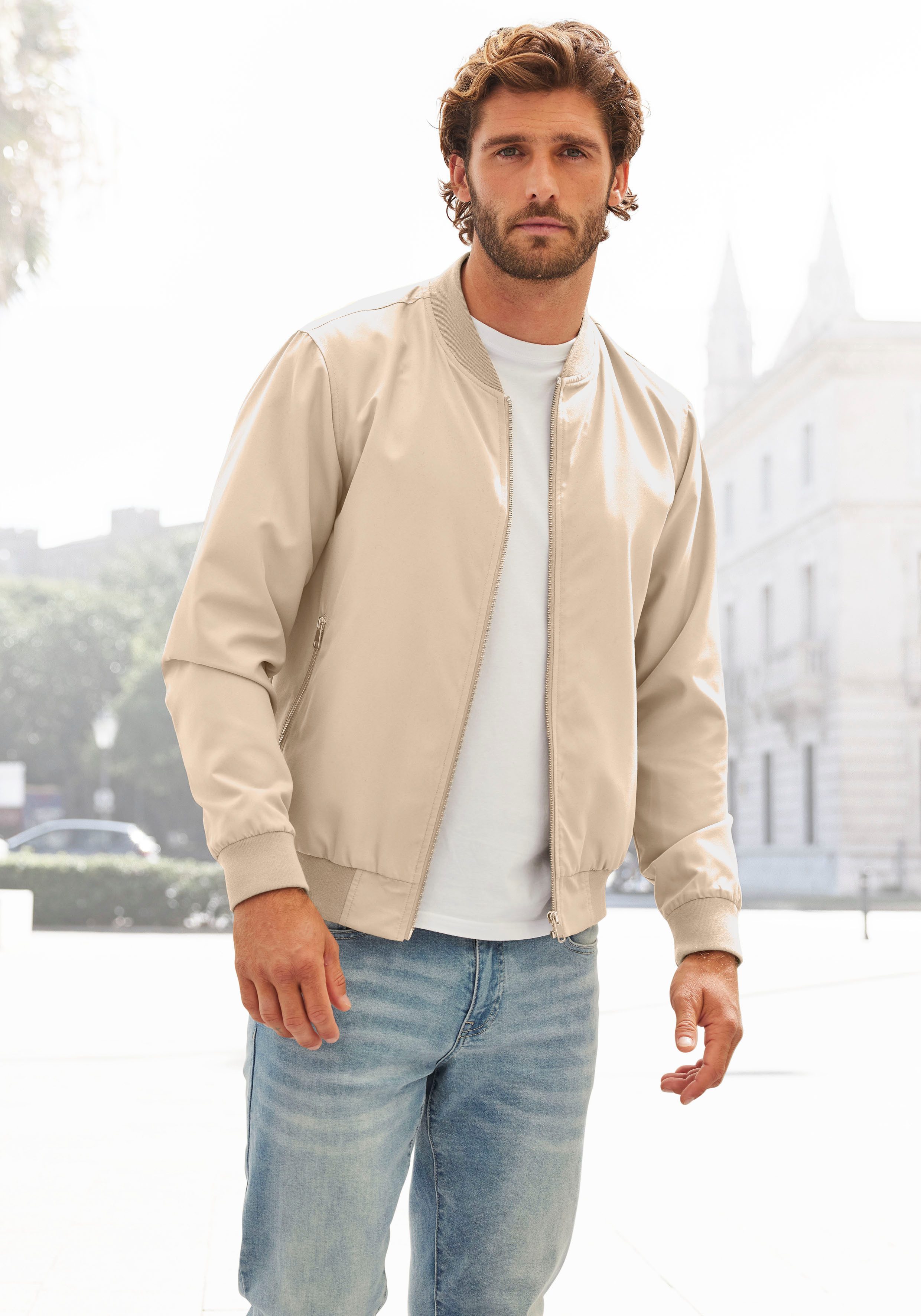 John Devin Bomberjacke / Blouson mit Rippkragen, Pilotenjacke / Übergangsjacke mit Innentasche, regular fit