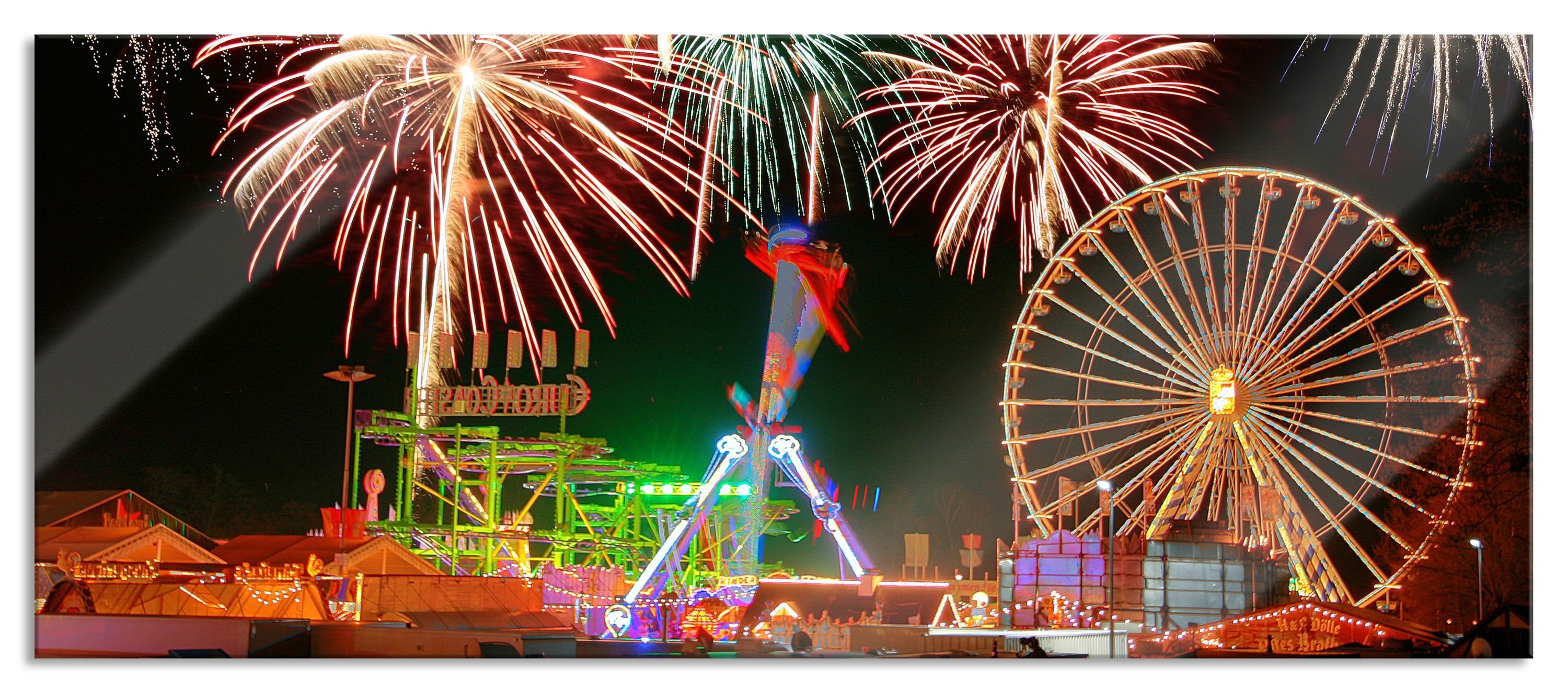 Glasbild Silvester Riesenrad Feuerwerk