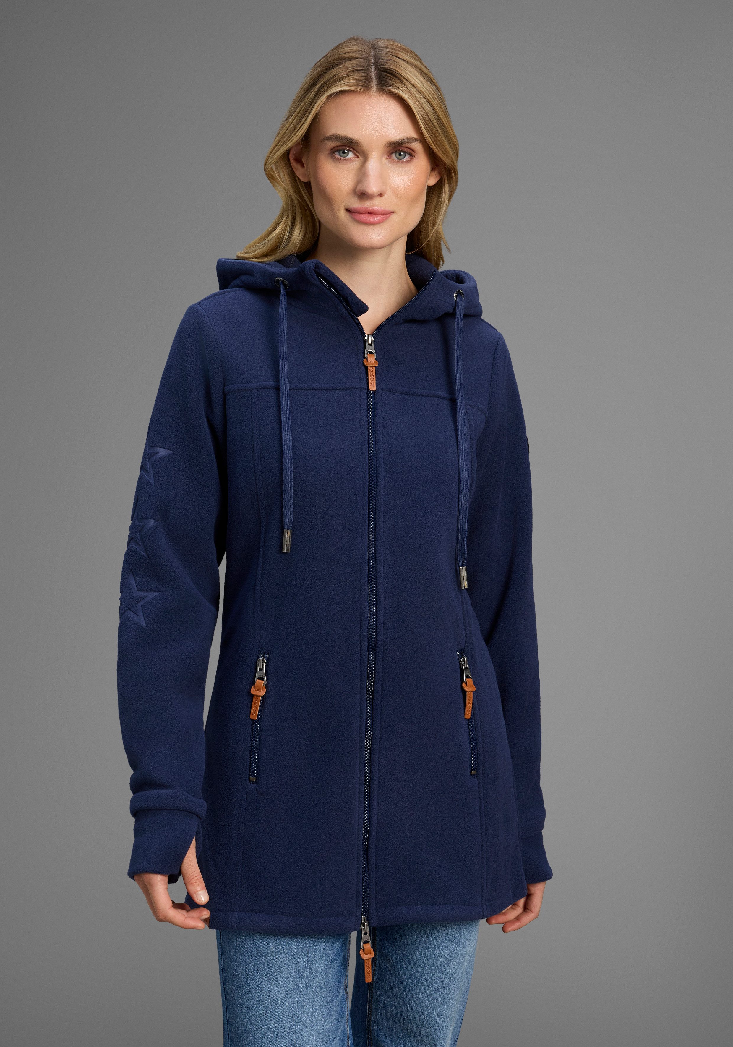 KangaROOS Fleecejacke figurbetonter Schnitt, mit Kapuze, günstig online kaufen