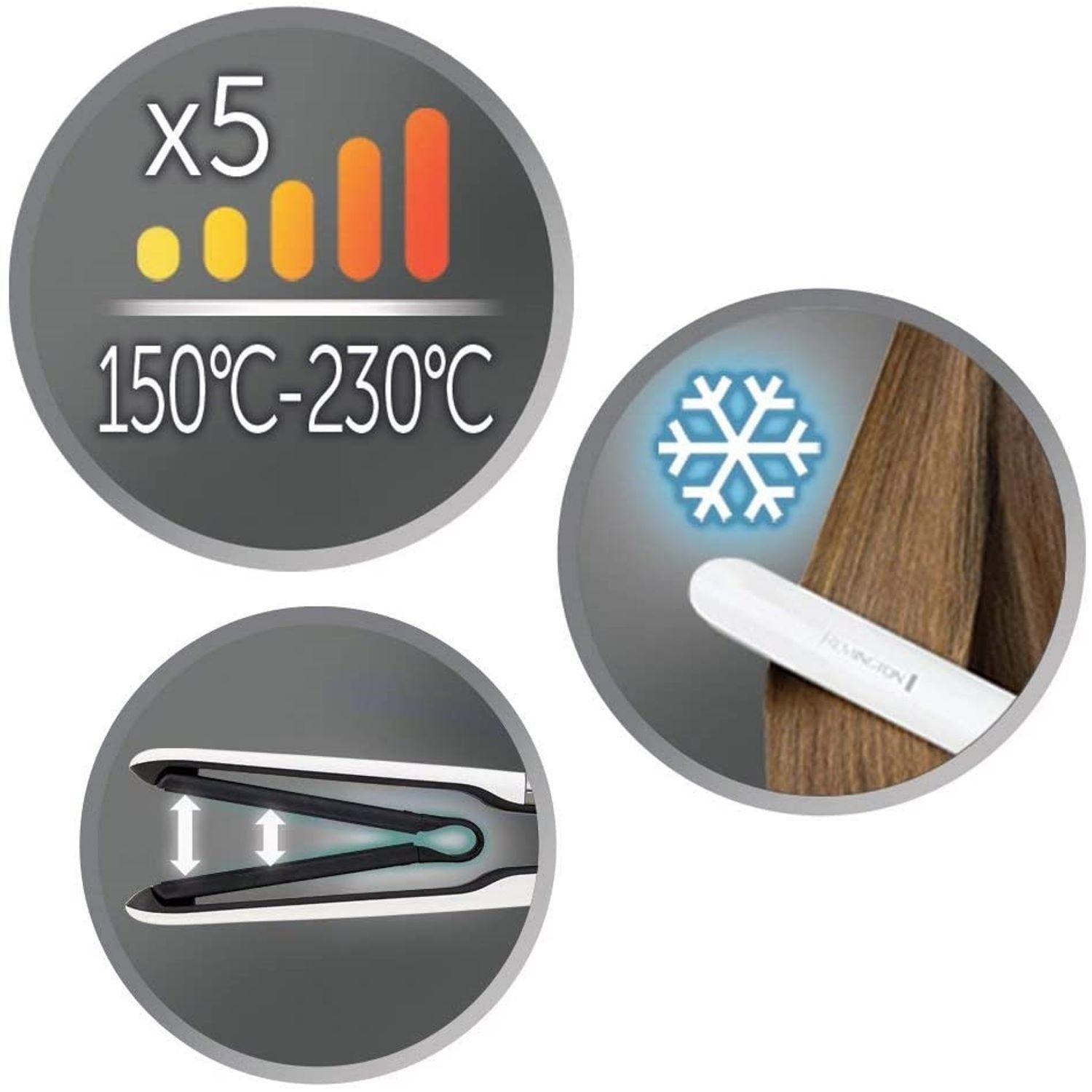 Remington Glätteisen Haarglätter Glätteisen S7412 Air Plates, Straightner, Titanium-Keramikbeschichtung, Digitales Display