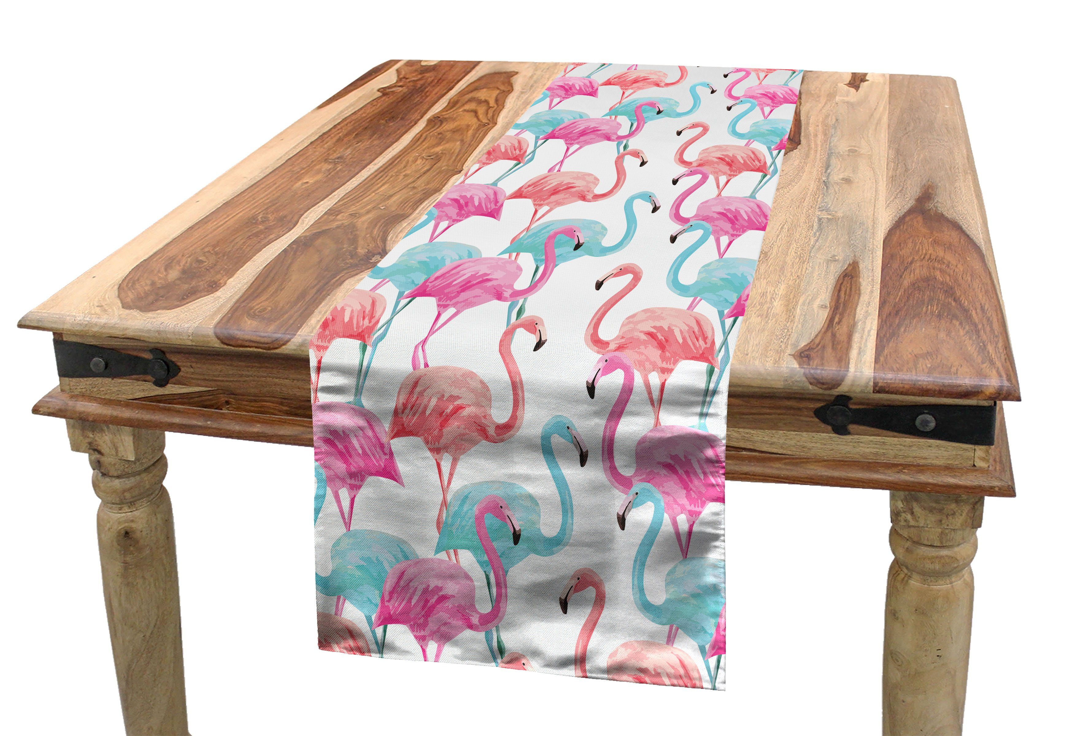 Abakuhaus Tischläufer Esszimmer Küche Rechteckiger Dekorativer Tischläufer, Aquarell Hawaii Flamingos