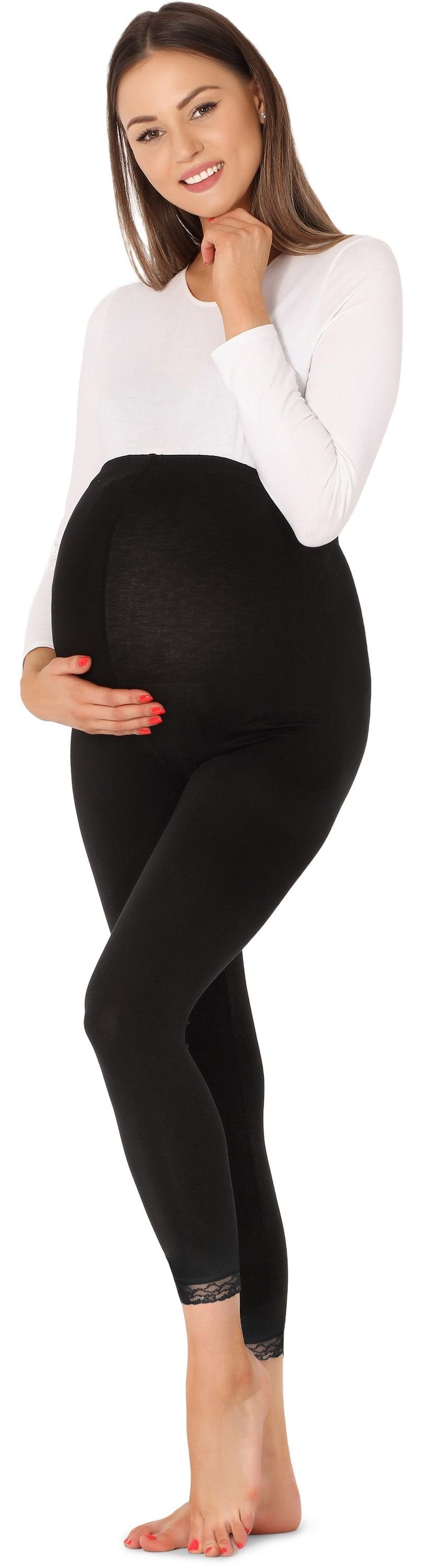 Be Mammy Umstandsleggings Damen 7/8 Umstandshosen BE20-262 (1-tlg) elastischer Bund