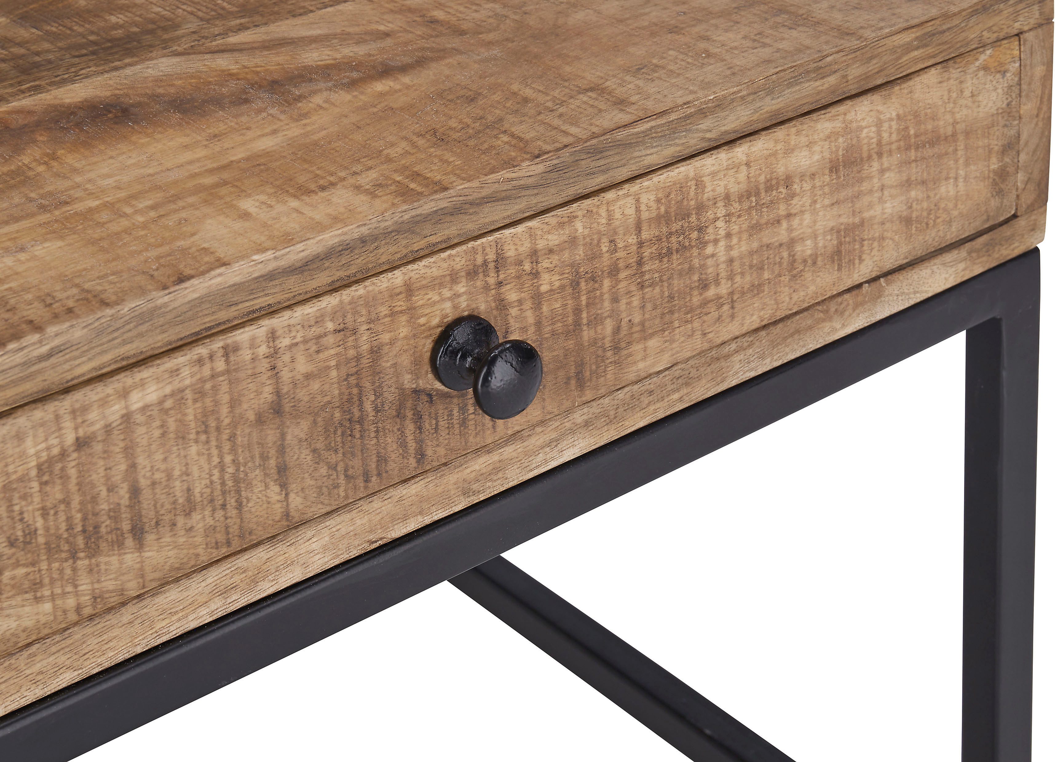 Stolkom Sp.z.o.o. Couchtisch ALISON, Massivholz mit Schublade, Tisch im Industrial Style