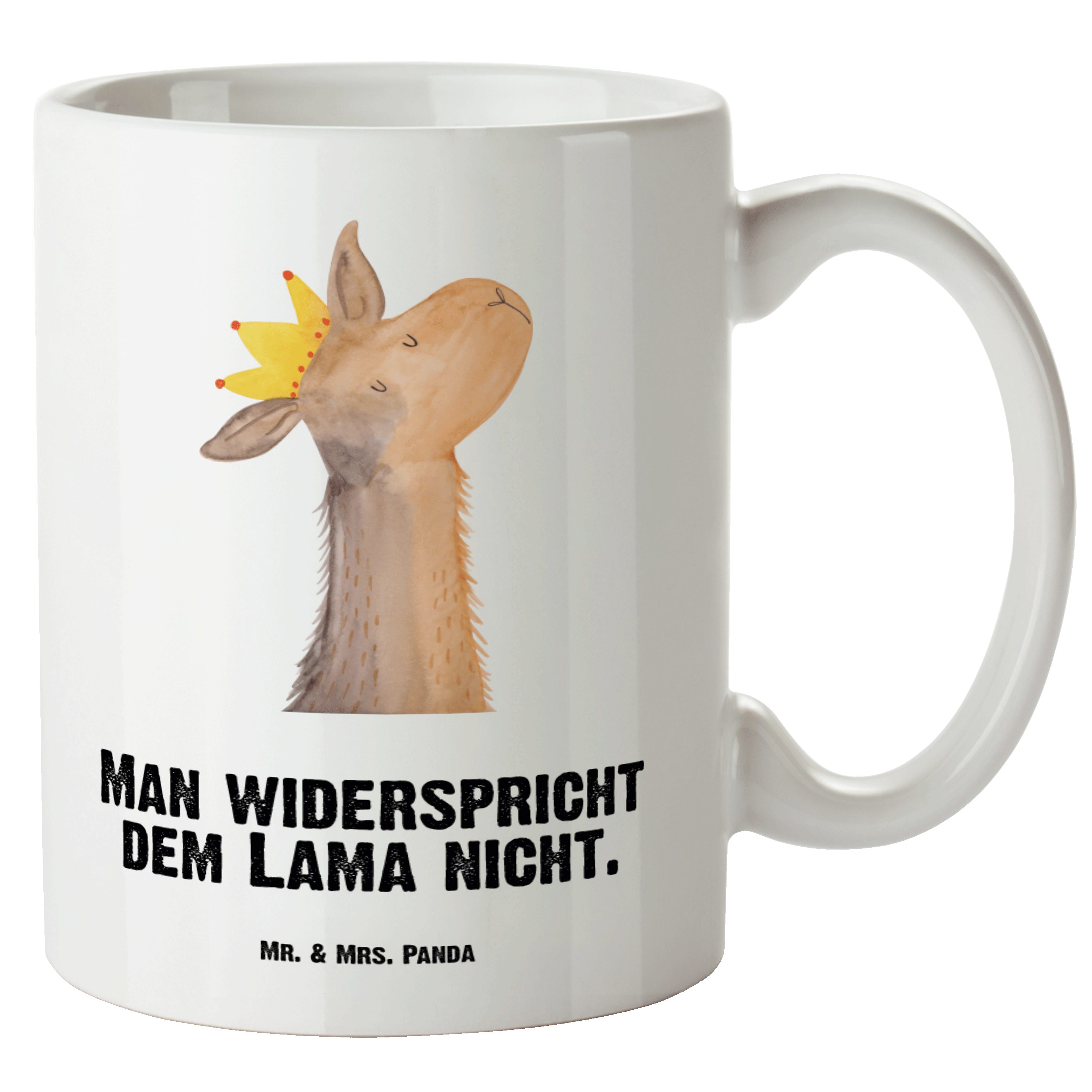 Mr. & Mrs. Panda Tasse Lamakopf König - Weiß - Geschenk, Kollegin, Vorgesetzter, XL Tasse, X, XL Tasse Keramik