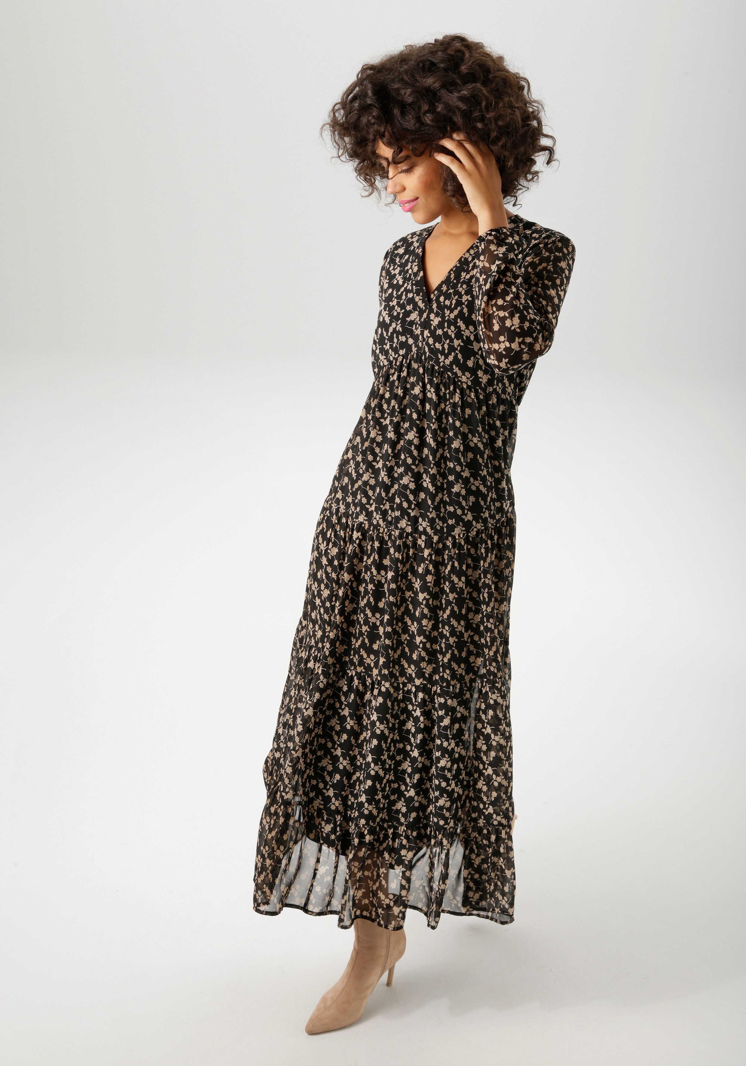 Aniston CASUAL Maxikleid mit verspieltem Blumendruck günstig online kaufen