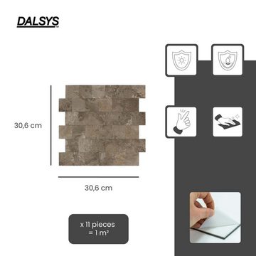 Dalsys Wandpaneel 1m² 11 Stück selbstklebend, (Braun Steinoptik, 11-tlg., Wandfliese) feuchtigskeitsbeständig, einfach montiert, hochwertiges Material
