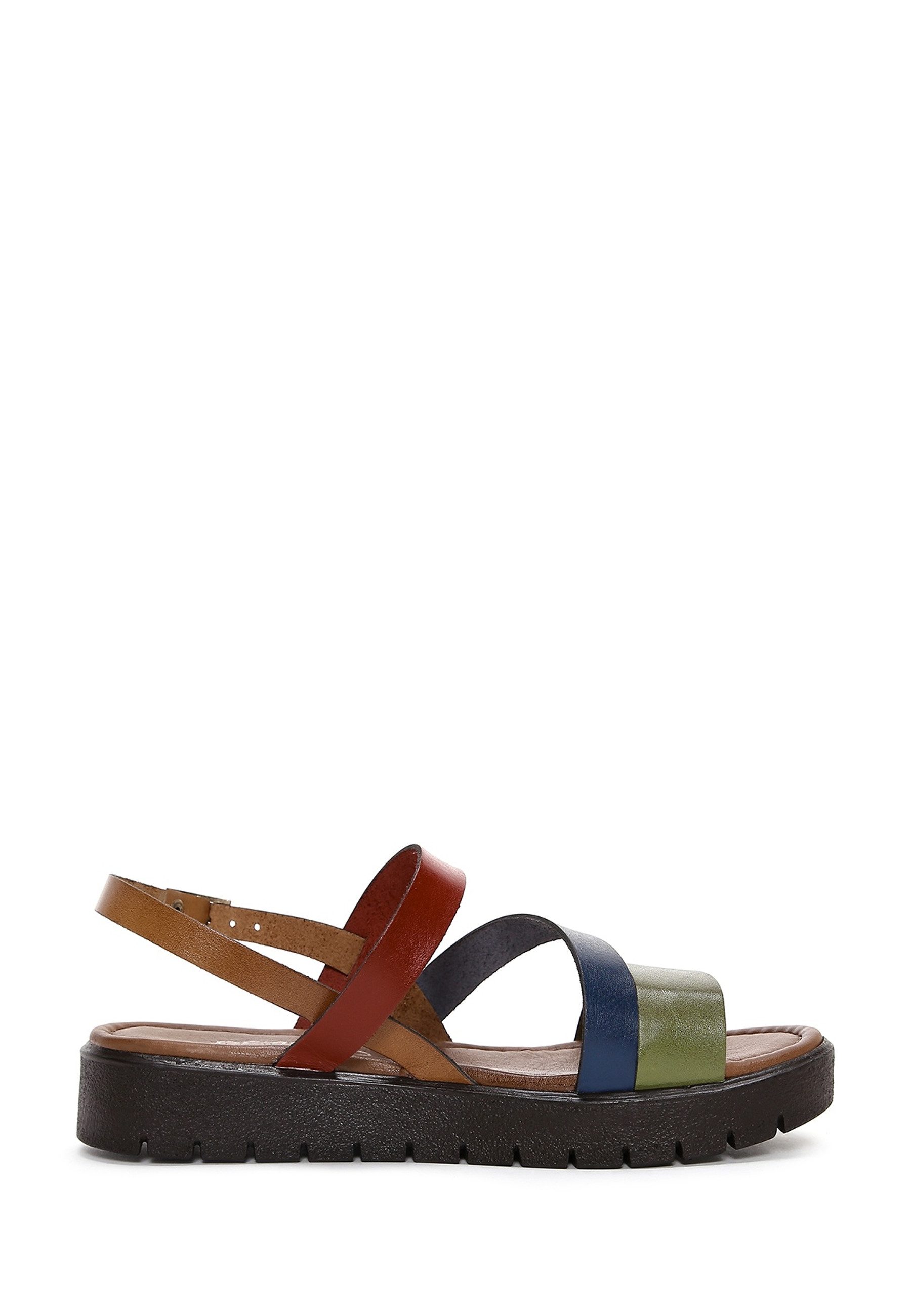 Derimod Sandalen aus Leder Sandale Echtes Leder, Komfortfutter, Schnallenverschluss, Plateau-Profil