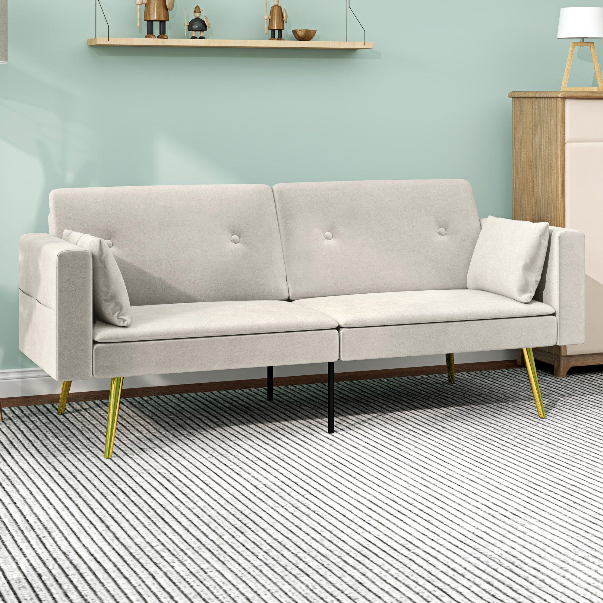 HOMCOM Schlafsofa mit Verstellbar Rückenlehne, Seitentasche, günstig online kaufen