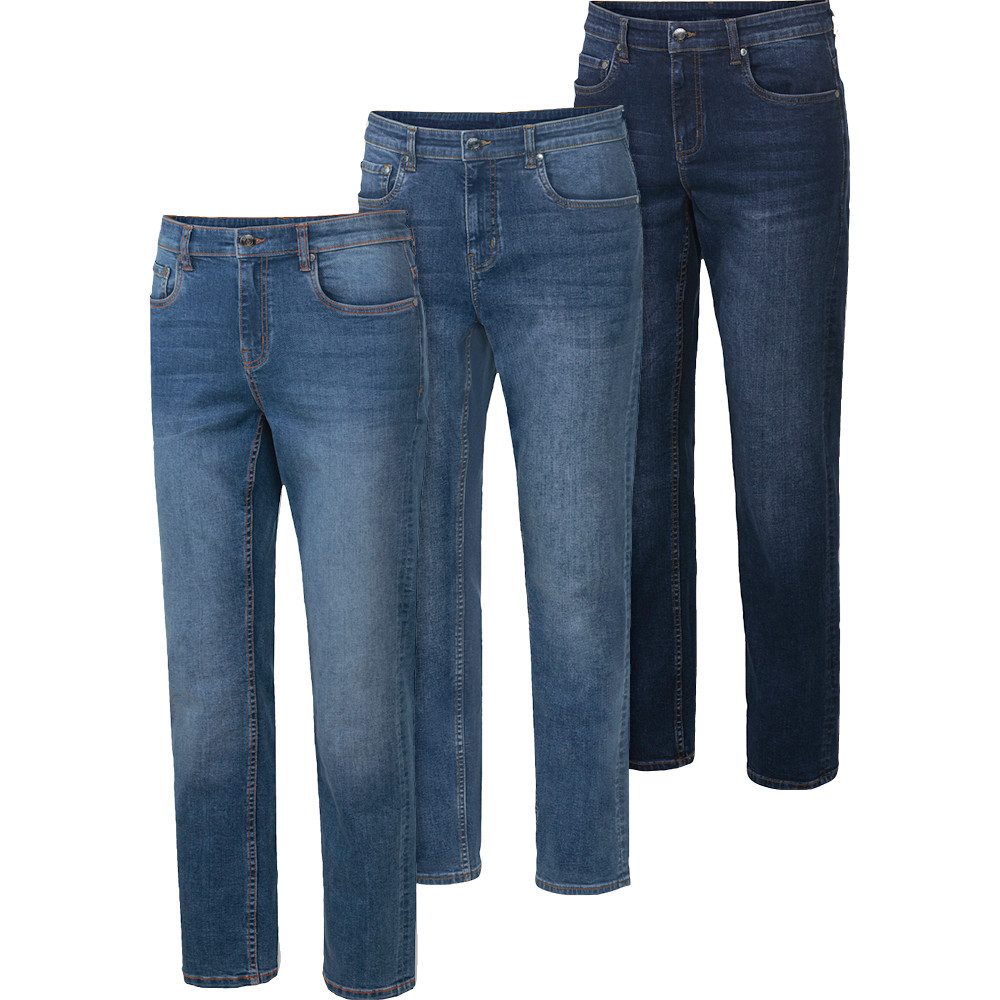 Stone Rich 5-Pocket-Jeans (Spar-Set, 3er-Pack) Strapazierfähiges Denim-Stretch-Gewebe mit dehnbarerm Komfortbund