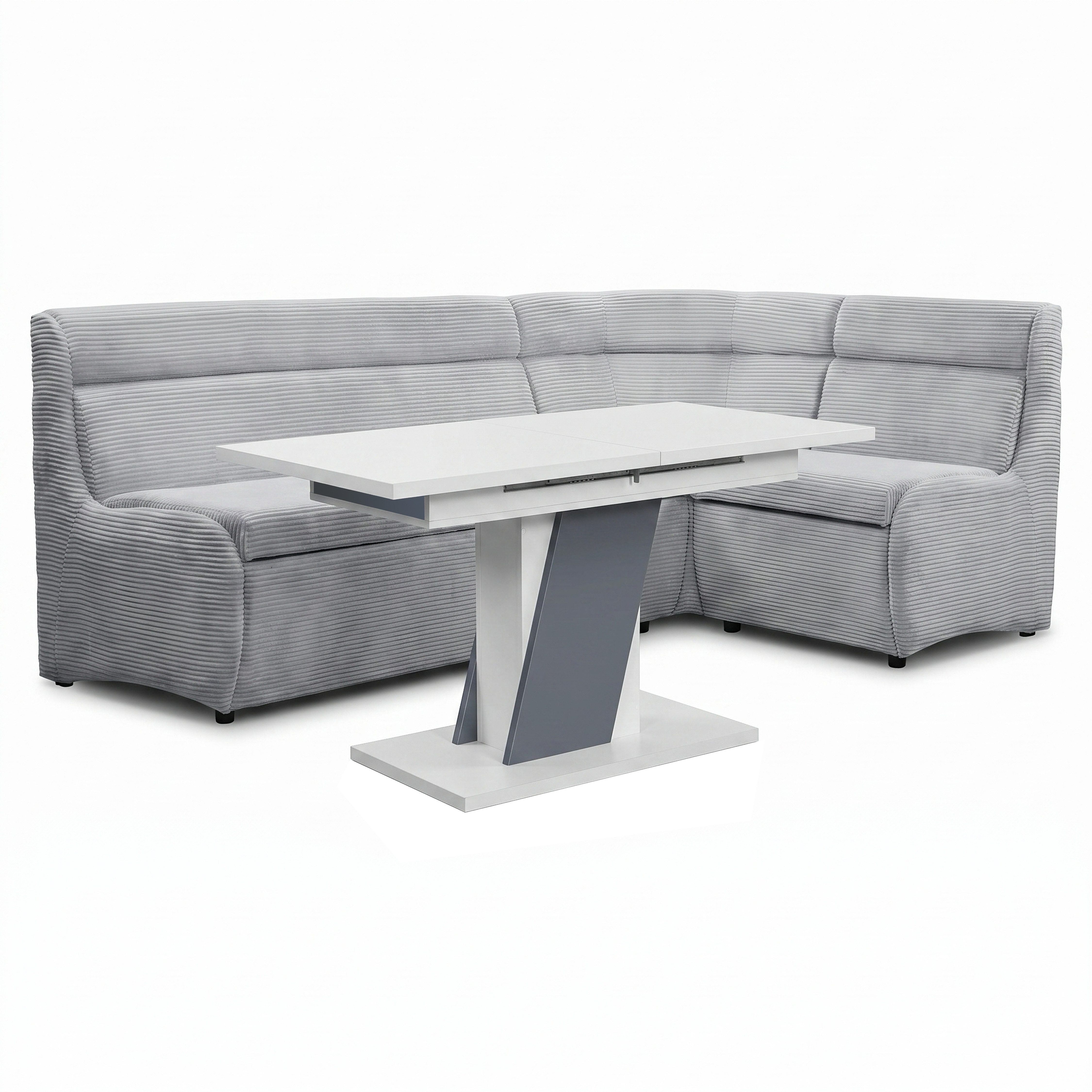 Rodnik Eckbankgruppe Eckbank XXL-Größe mit Stauraum und ausziehbarer Tisch., beidseitig montierbar, moderne Optik, gepolstert, pflegeleicht