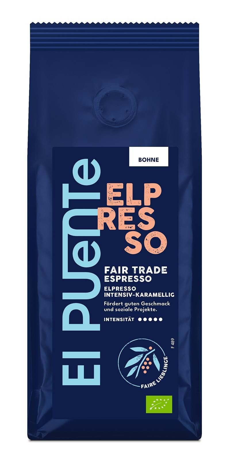 El Puente Kaffee ElPresso - Bio-Espressobohnen 250 g, Fair Trade, Vegan, Bio, Handmade