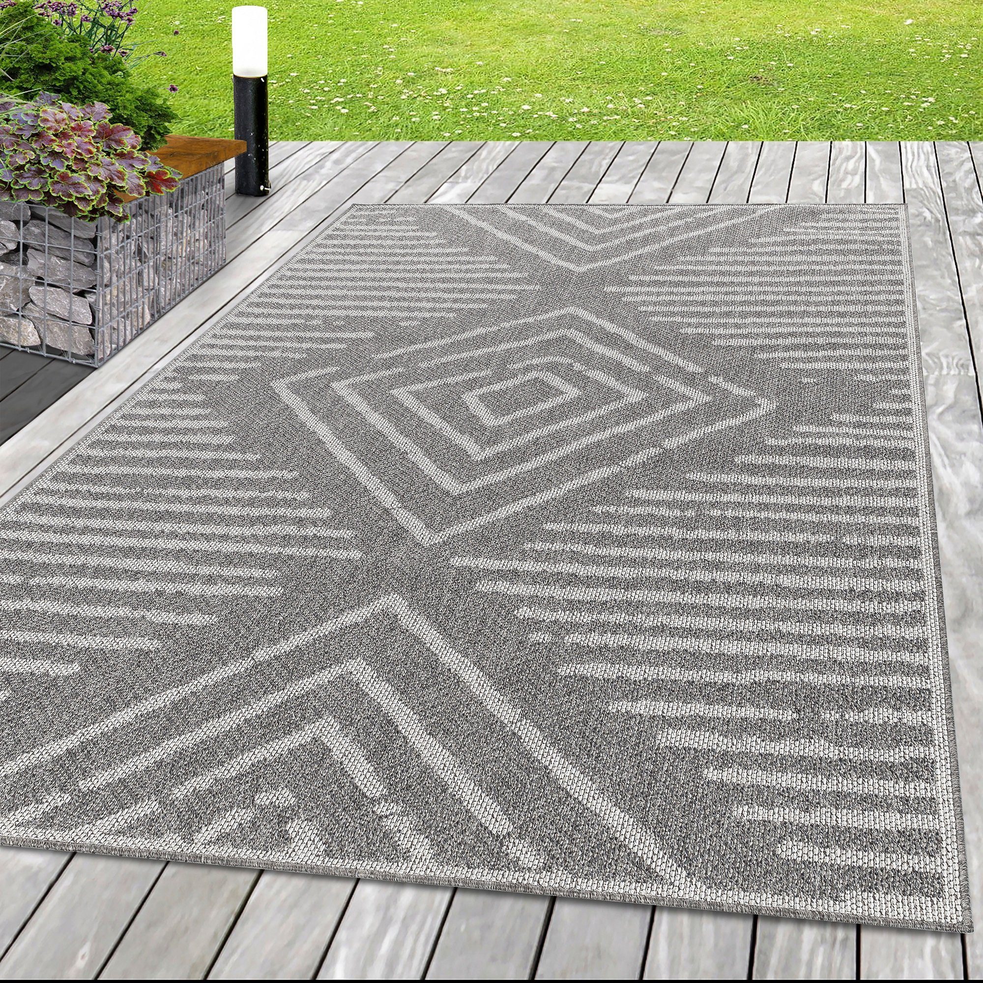 SIMPEX24 Outdoorteppich Gestreift Design, Läufer, Höhe: günstig online kaufen