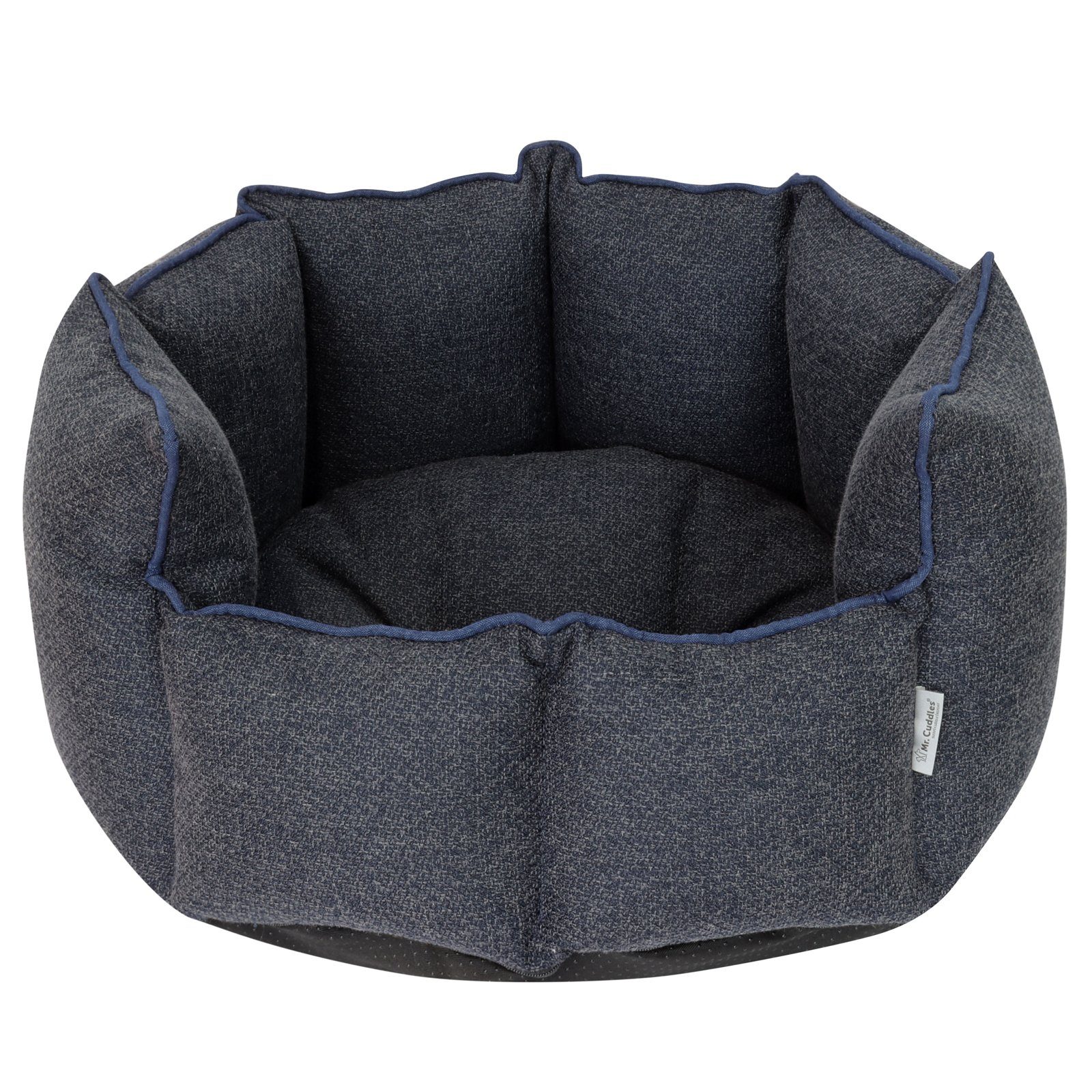 Mr. Cuddles Tierbett Hundekörbchen Hundebett Mia, Stoff aus recycelten PET-Flaschen, Hundekissen, Waschbar, Pflegeleicht, Blau, S: 55 cm