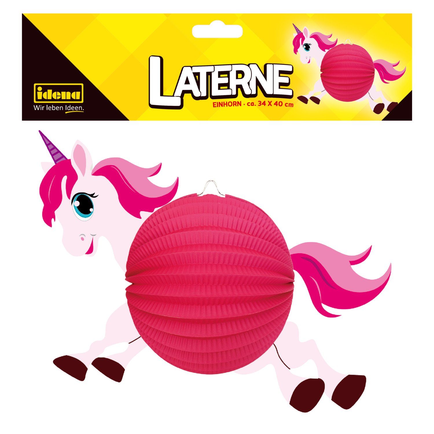 Idena Umzugslaterne Idena Laterne Einhorn weiß pink 40x34cm