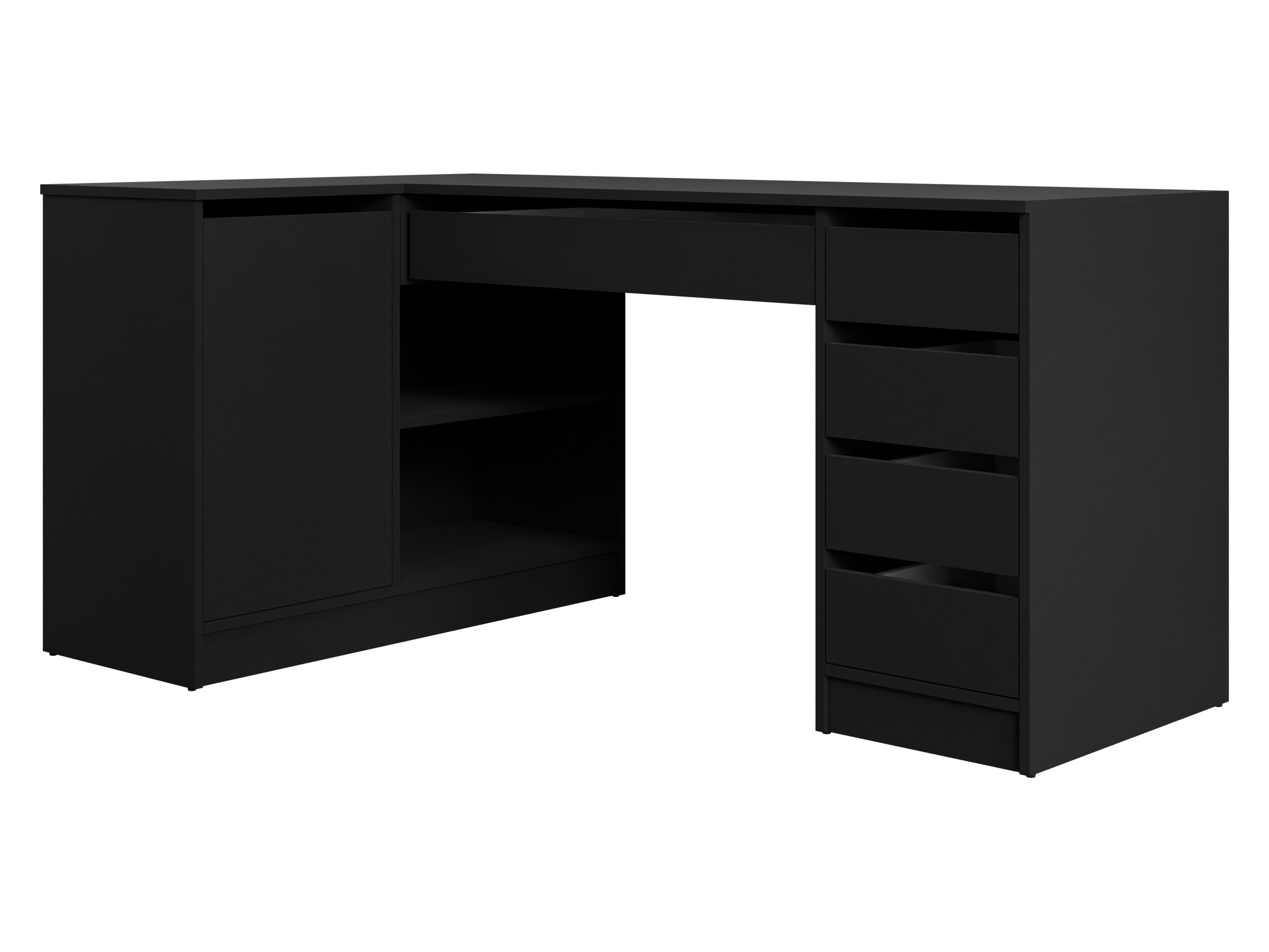 MIRJAN24 Schreibtisch Ada (mit Drehtür und fünf Schubladen), 158x98x76 cm, universell Links / Rechts