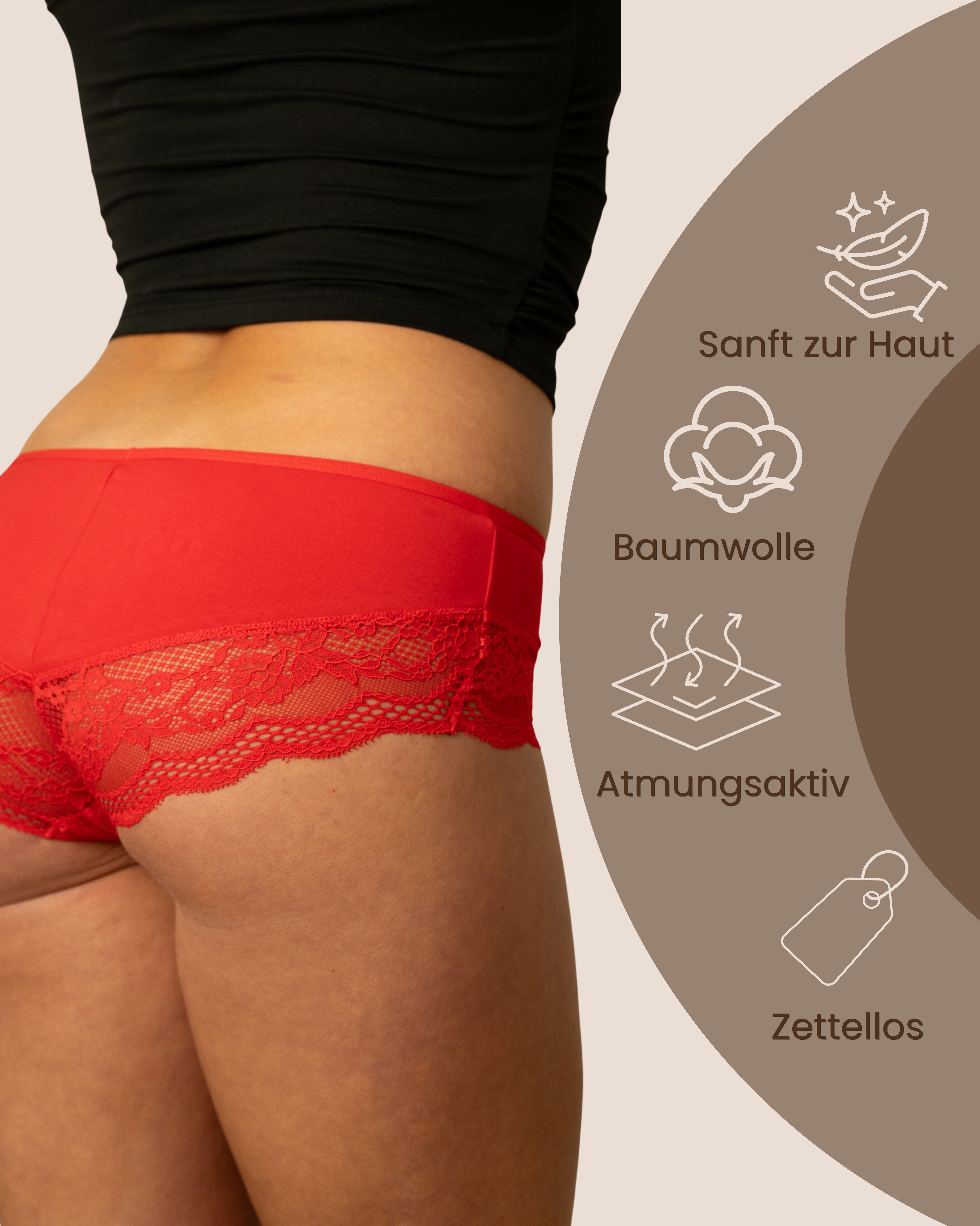 Benonetti Hipster Damen 3er Pack aus Baumwolle mit nahtloser Spitze (3er Set, 3er-Pack) Besondere Spitzen am Beinabschnitt