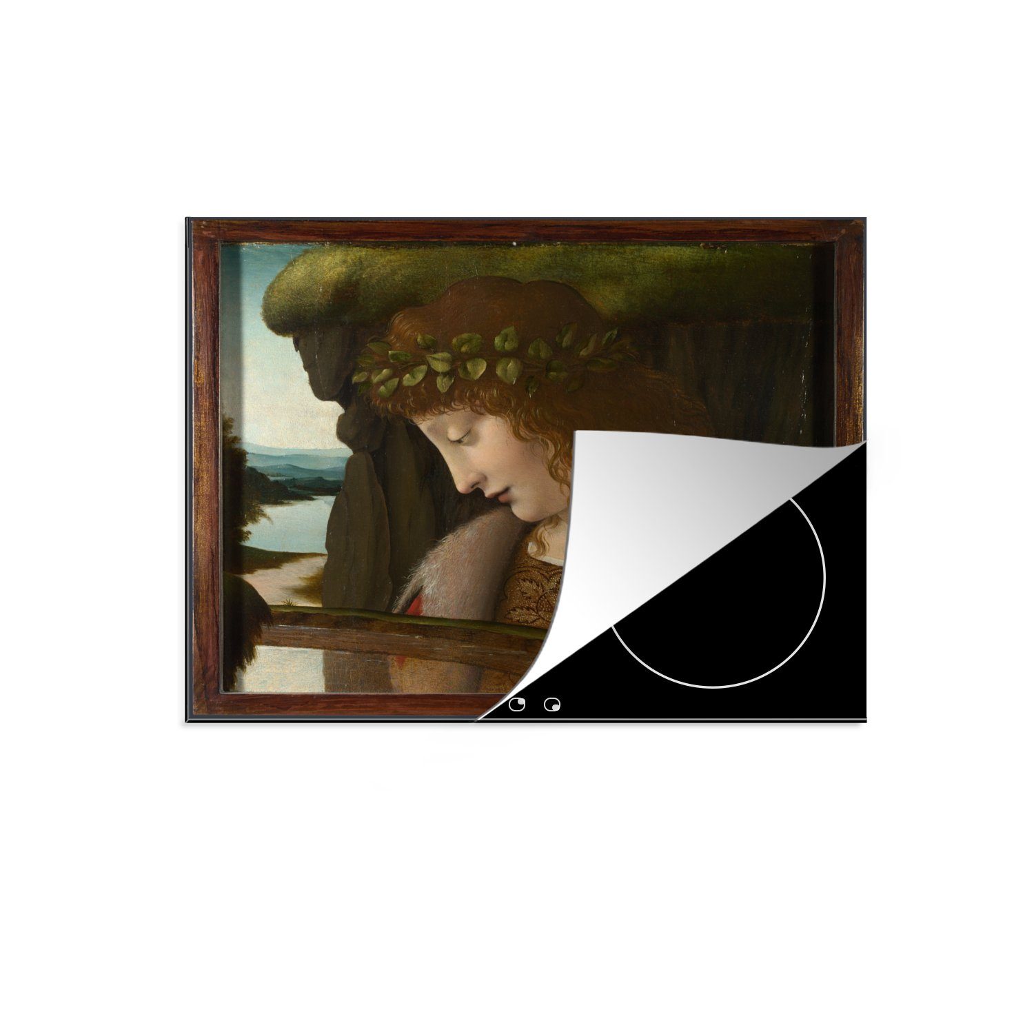MuchoWow Herdblende-/Abdeckplatte Narzisse - Leonardo da Vinci, Vinyl, (1 tlg), 59x52 cm, Ceranfeldabdeckung für die küche, Induktionsmatte