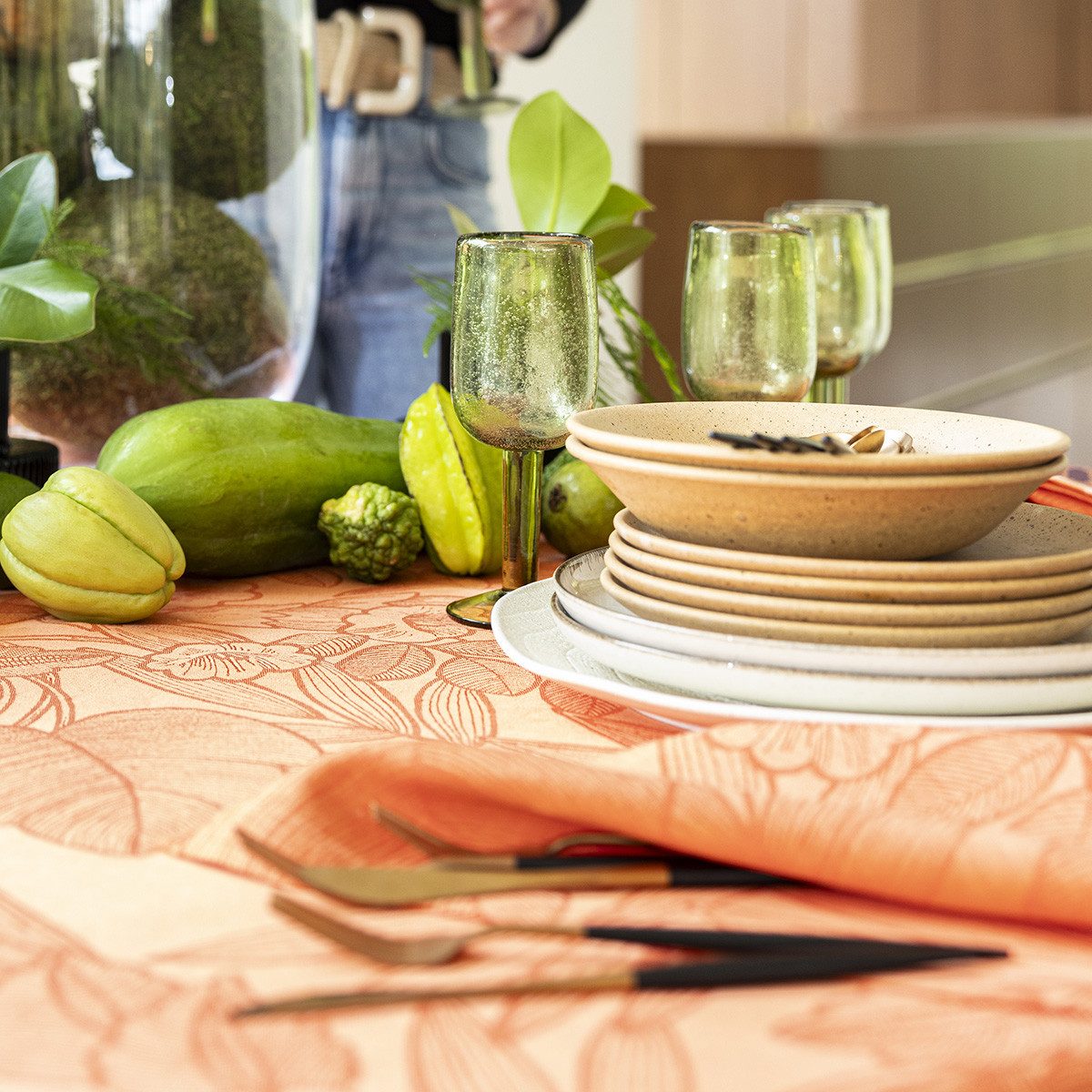Le Jacquard Francais Tischdecke Le Jacquard Français Tischwäschekollektion Escapade Tropicale, jacquard-gewebt