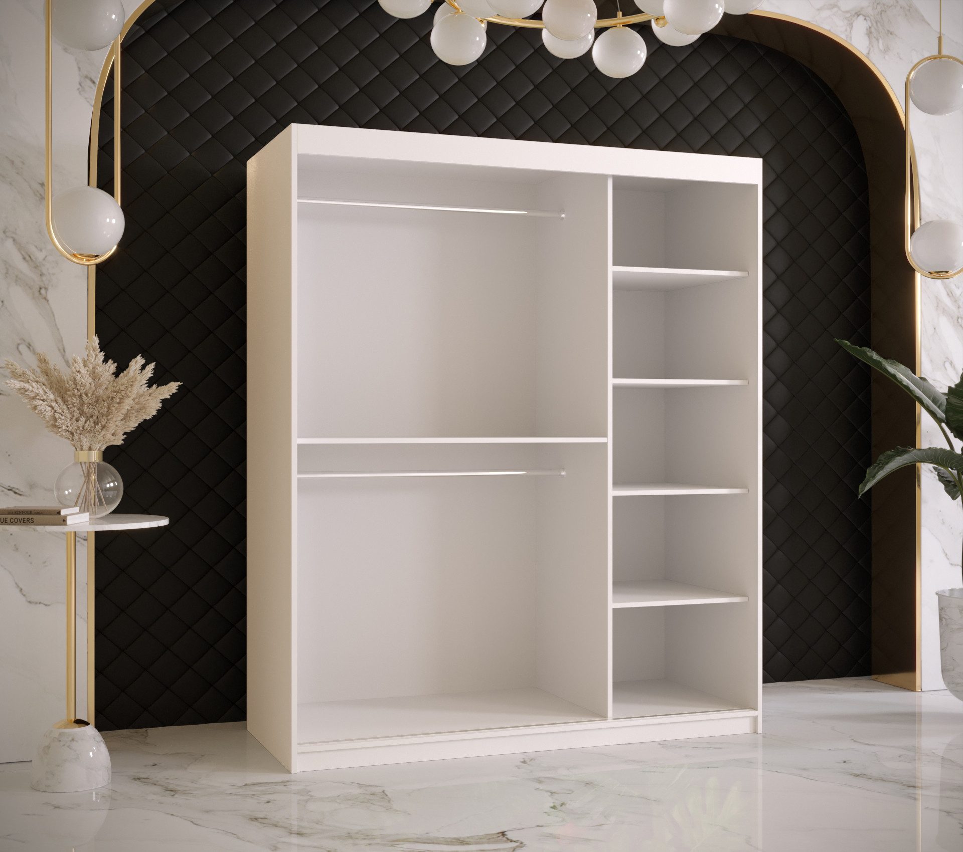 ABIKS MÖBEL Schwebetürenschrank RIFLO WAVE 2 Schlafzimmerschrank - mit Schiebetüren, Kleiderstange