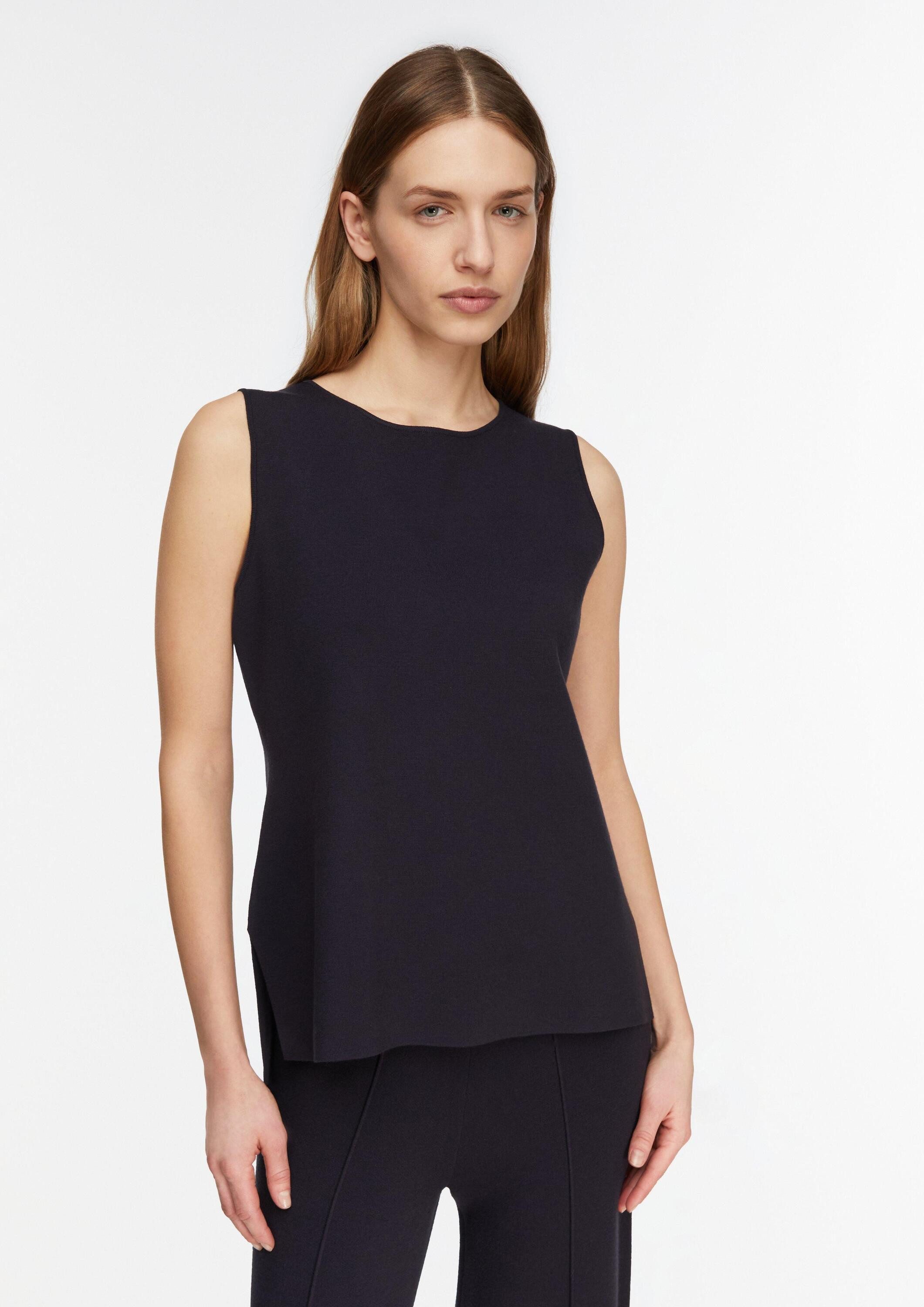 comma Rundhalspullover Strickpullunder Premium Tunika-Stricktop in Half-Milano-Strick