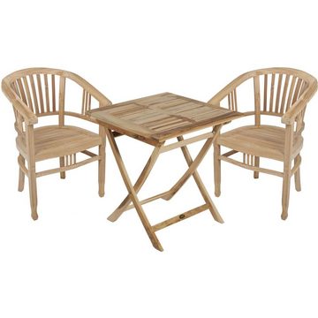 etc-shop Stuhl, Tisch Gruppe 3-Teilig TEAK Sitzecke Garten Außen Veranda Terrasse