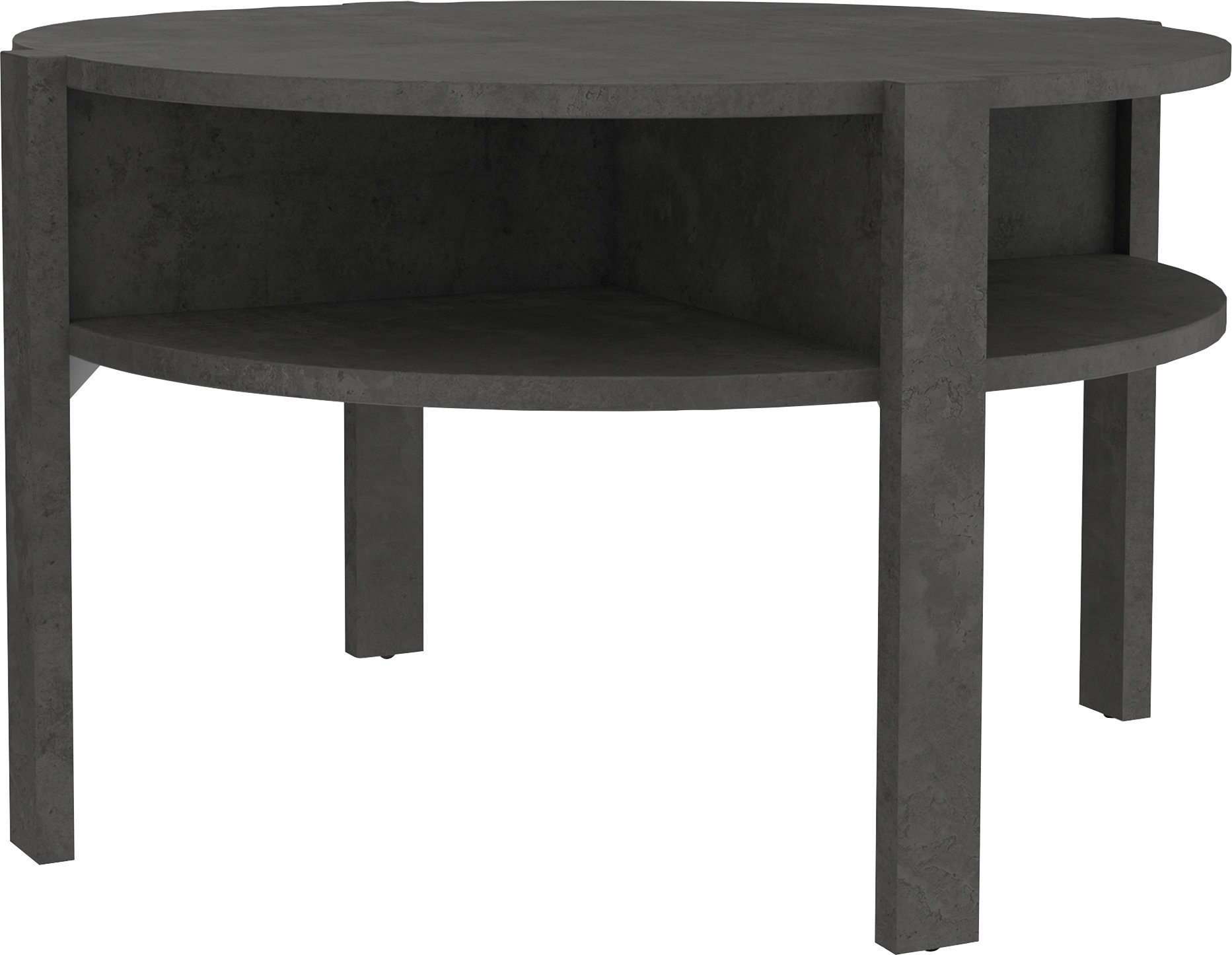 FORTE Beistelltisch Tobago, runder Couchtisch mit 4 Ablagefächern, B/H/T 74,4/45,5/74,4 cm, Durchmesser ca. 74,5 cm