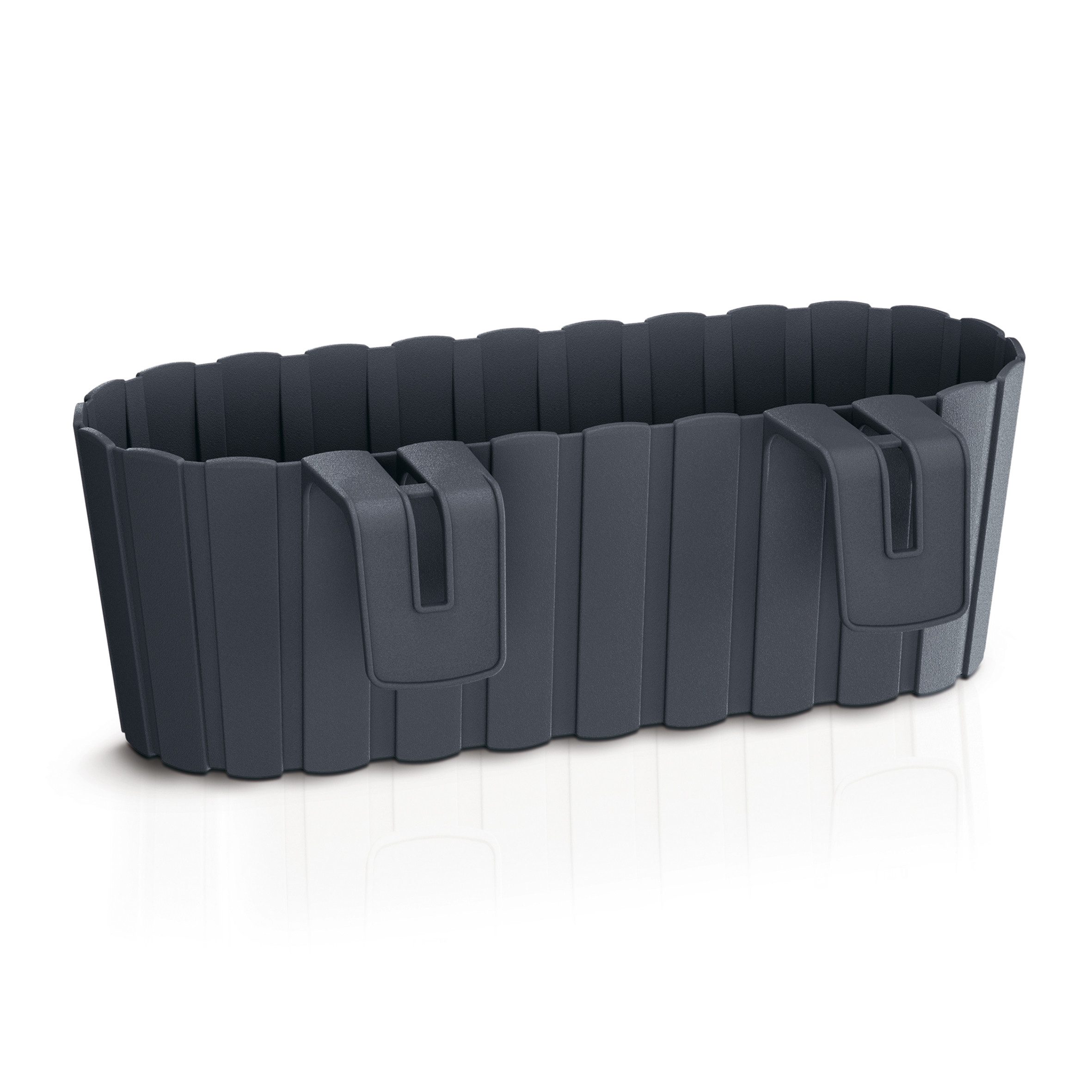 Spetebo Pflanzschale Balkon Blumenkasten mit Halterung 39 x 13 cm (Set, 2 St., Balkon Blumenkästen), Kunststoff Geländer Pflanztopf in anthrazit