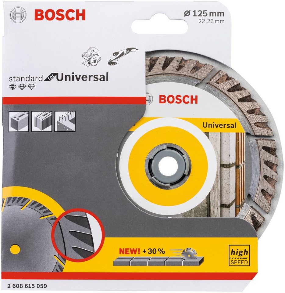 Bosch Professional Trennscheibe Standard for Universal 125 x22,23, Ø 125 mm,  Materialeignung: Beton, Mauerwerk, Mörtel, Stein