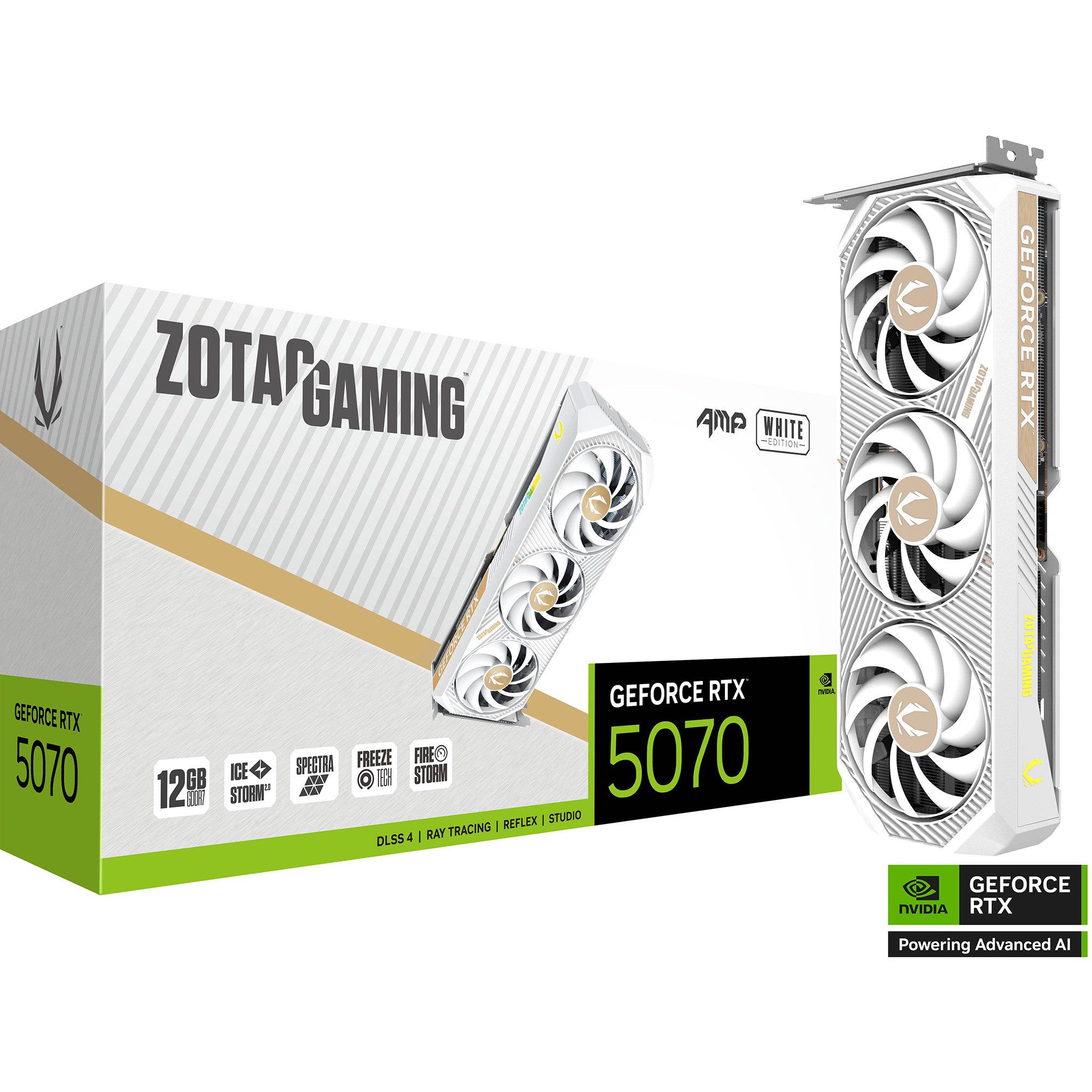 Zotac ZOTAC GeForce RTX 5070 AMP WHITE Edition, Grafikkarte (12 GB)